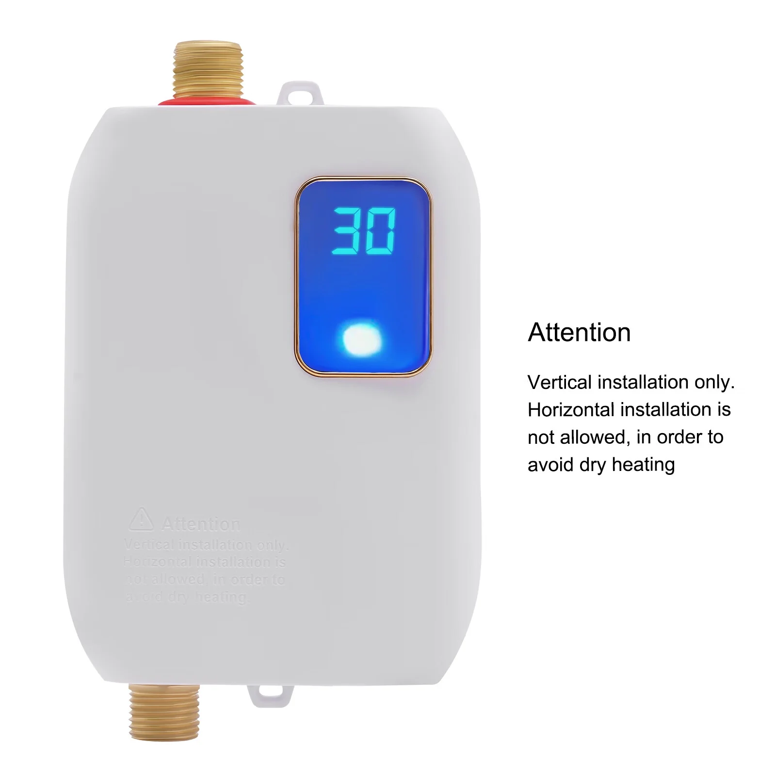 Aiqidi Instant Electric Hot Water Heater 110V 3000W Wall-mounted Under Sink Tankless Mini Boiler IPX4 Waterproof 20-50℃, White