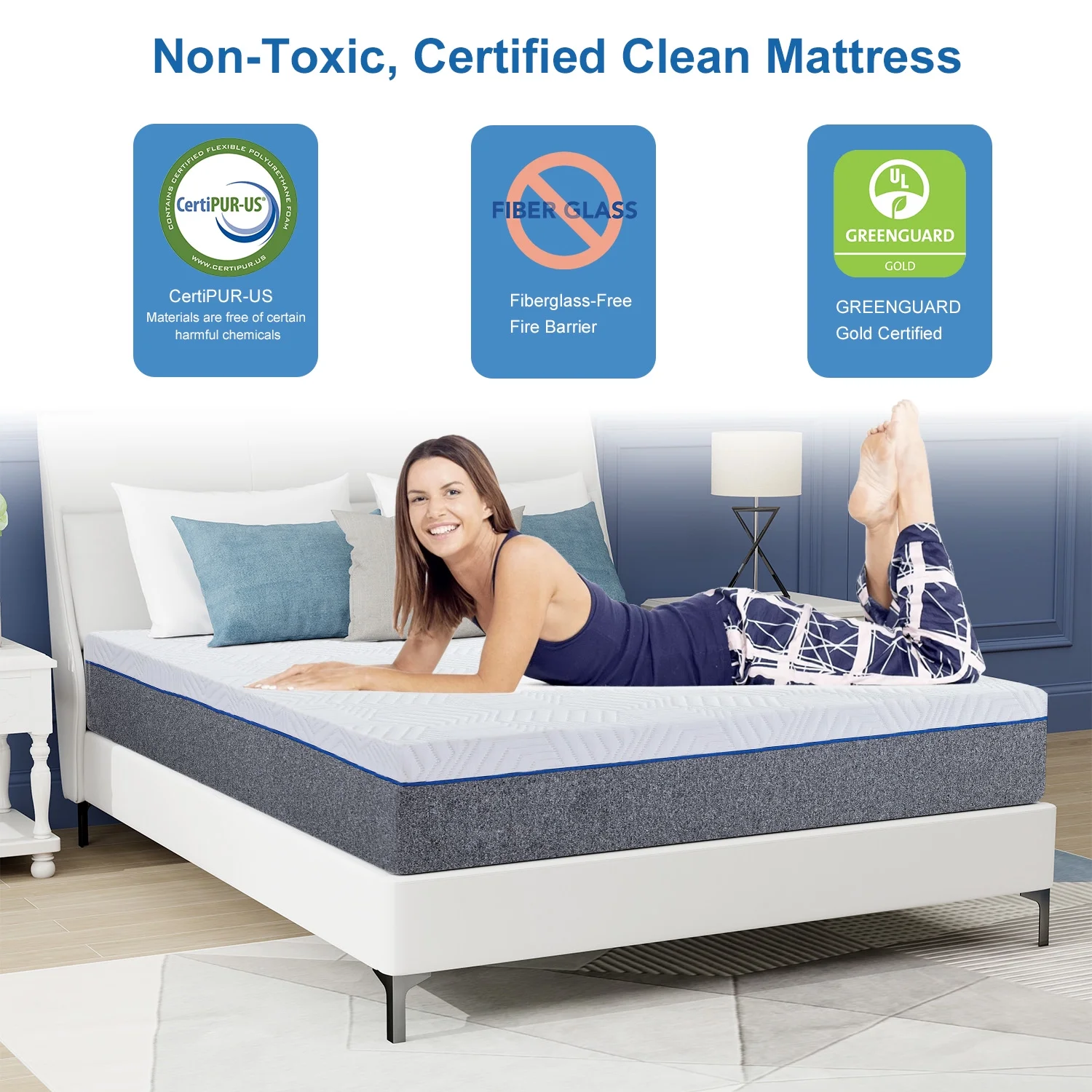 12 inches Cal King Size Memory Foam Hybrid Mattress, Bamboo Charcoal Infused for Cooling and Pressure Relief, Mattress In a Box