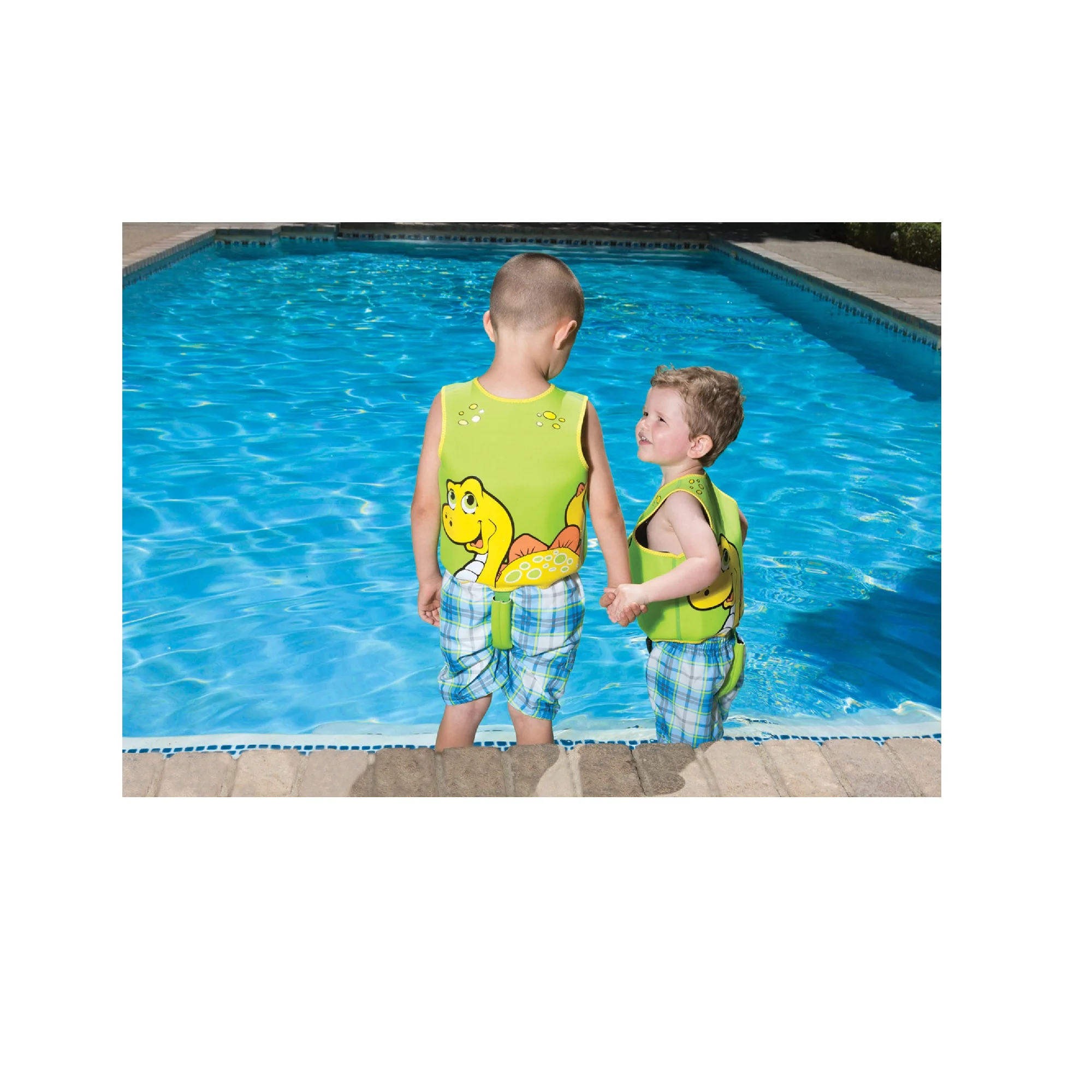 Poolmaster Toddler Smiling Dinosaur Polyester Swim Vest - Green/Yellow - XS