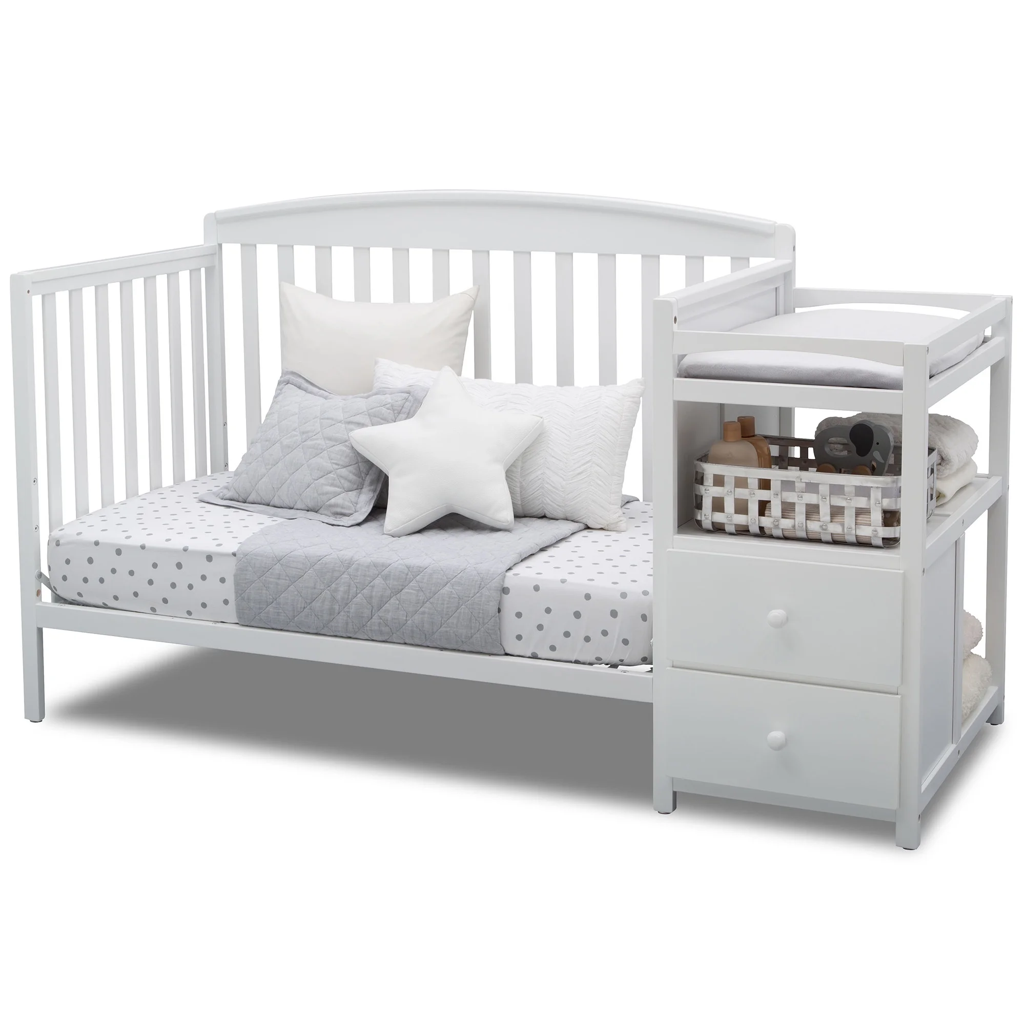 Delta Children Royal 4-in-1 Baby Crib & Changer, White