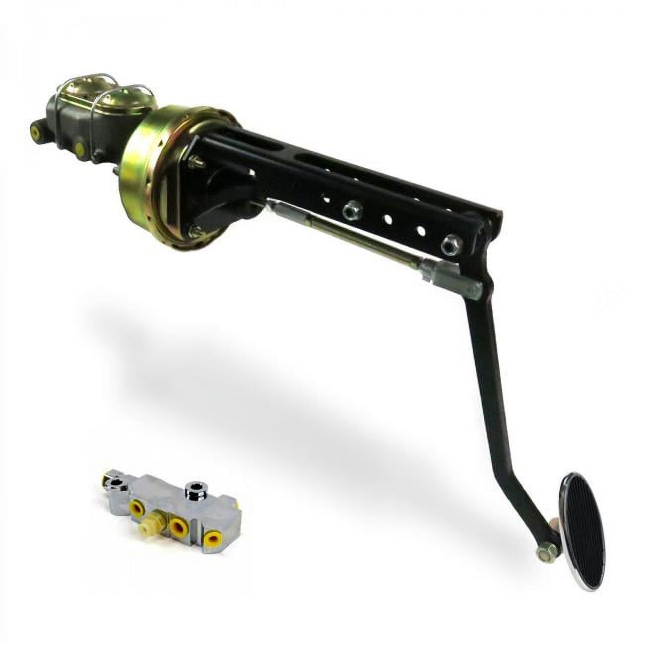 Helix Suspension Brakes & Steering 324164 8 in. Single Universal Adjustable Firewall Disc & Disc Brake Pedal Kit with Large Oval Chrome Pad