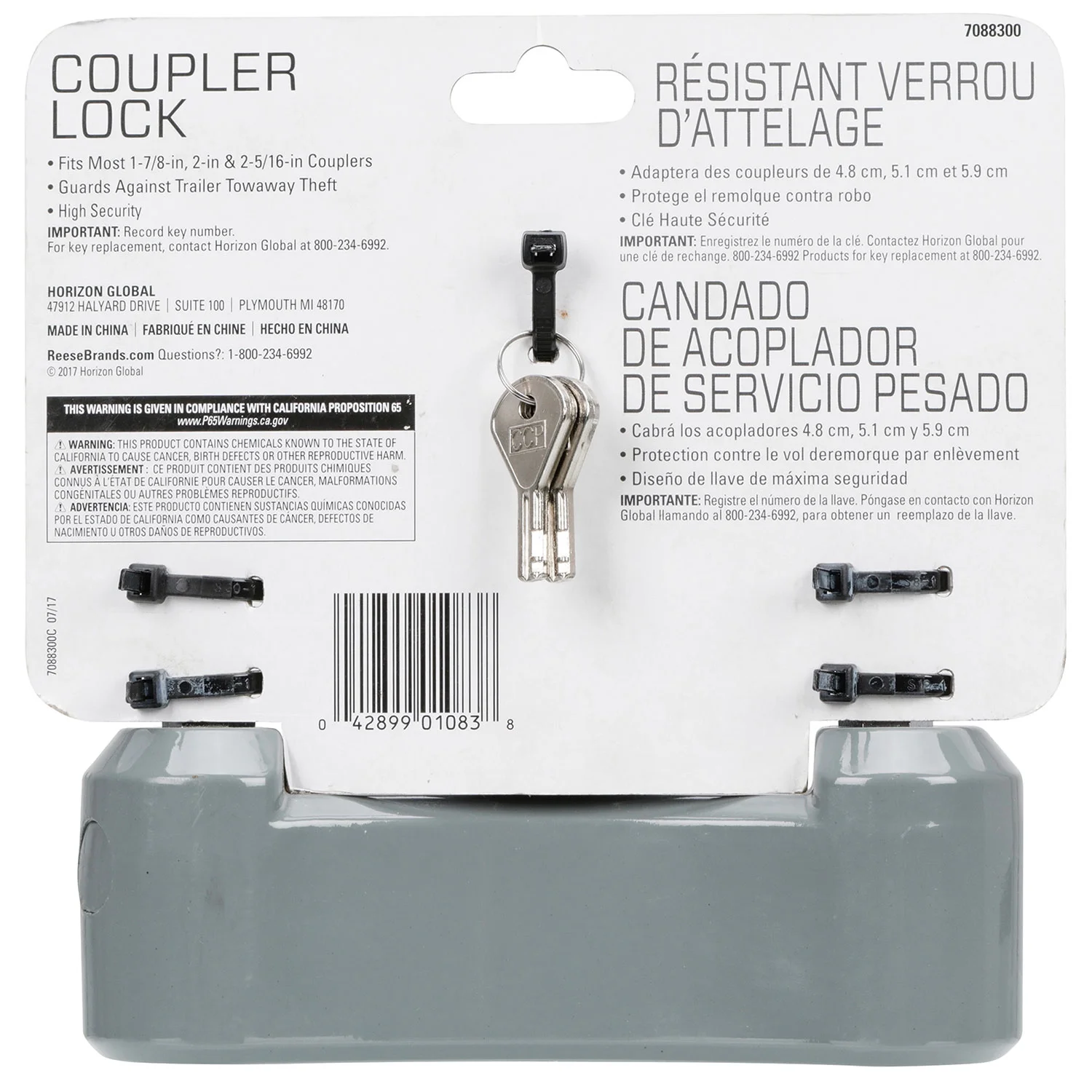 Reese Towpower 7088300 Trailer Coupler Lock, Universal Fit, Heavy Duty