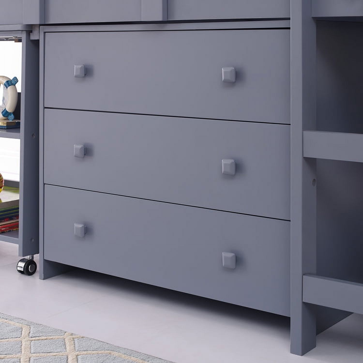 Loft Bed with Desk, Loft Bed Twin, Twin Loft Bed, Kids Loft Bed, Low Loft Bed, Toddler Loft Bed by Naomi Home Twin/Grey