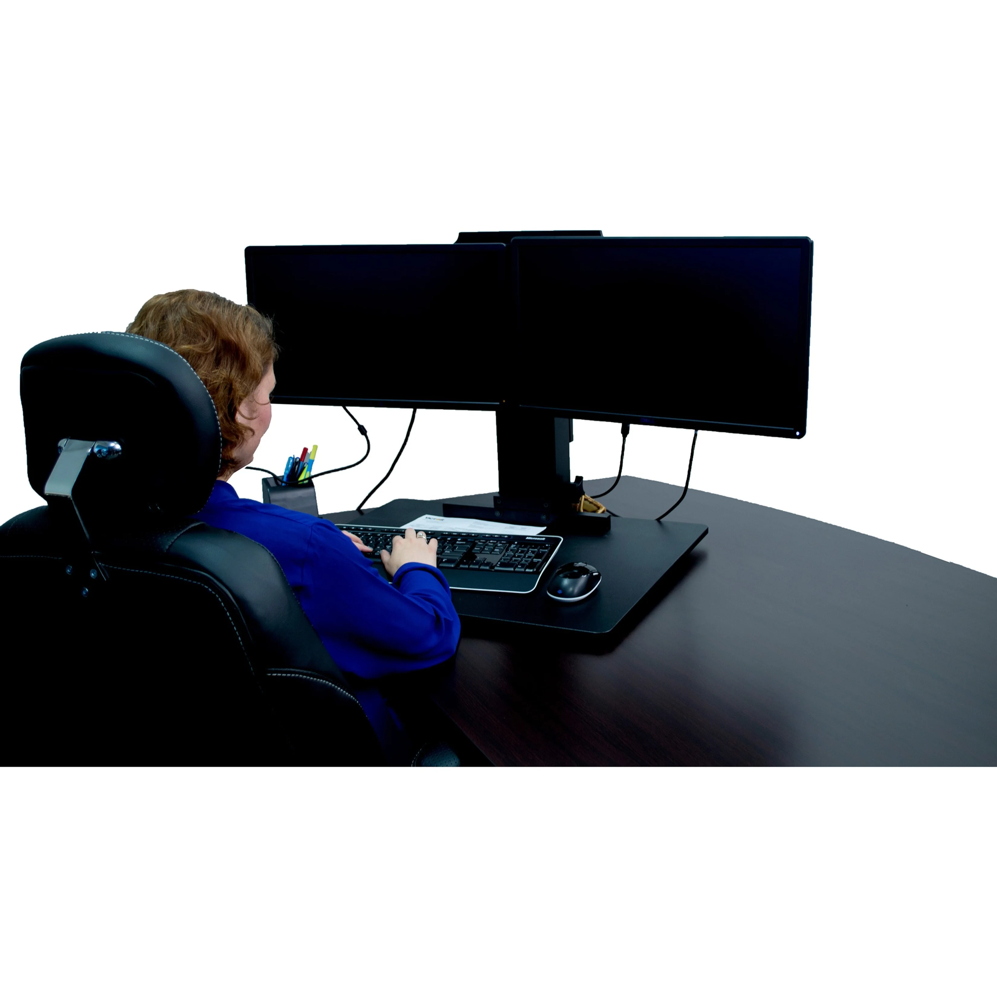 Victor Technology DC350 High Rise™ Collection Dual Monitor Sit-Stand Desk Converter 28 x 23 x 15.5 Blk
