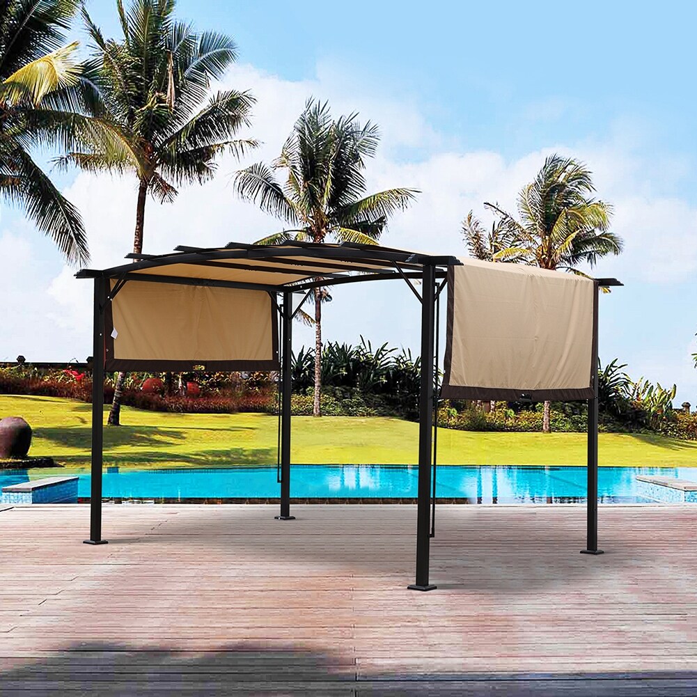 12 x 9 Ft Outdoor Pergola Patio Gazebo Retractable Shade Canopy