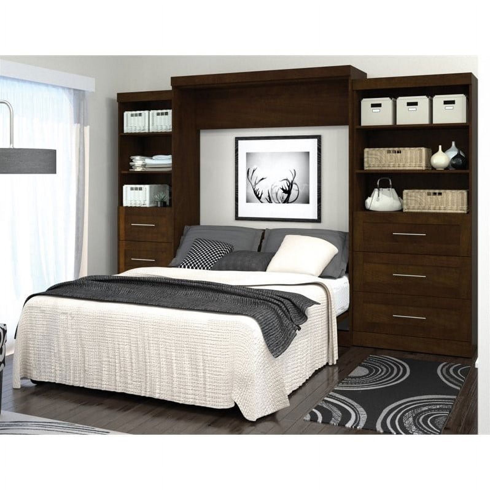 Atlin Designs Queen Wall Bed with Storage in Chocolate