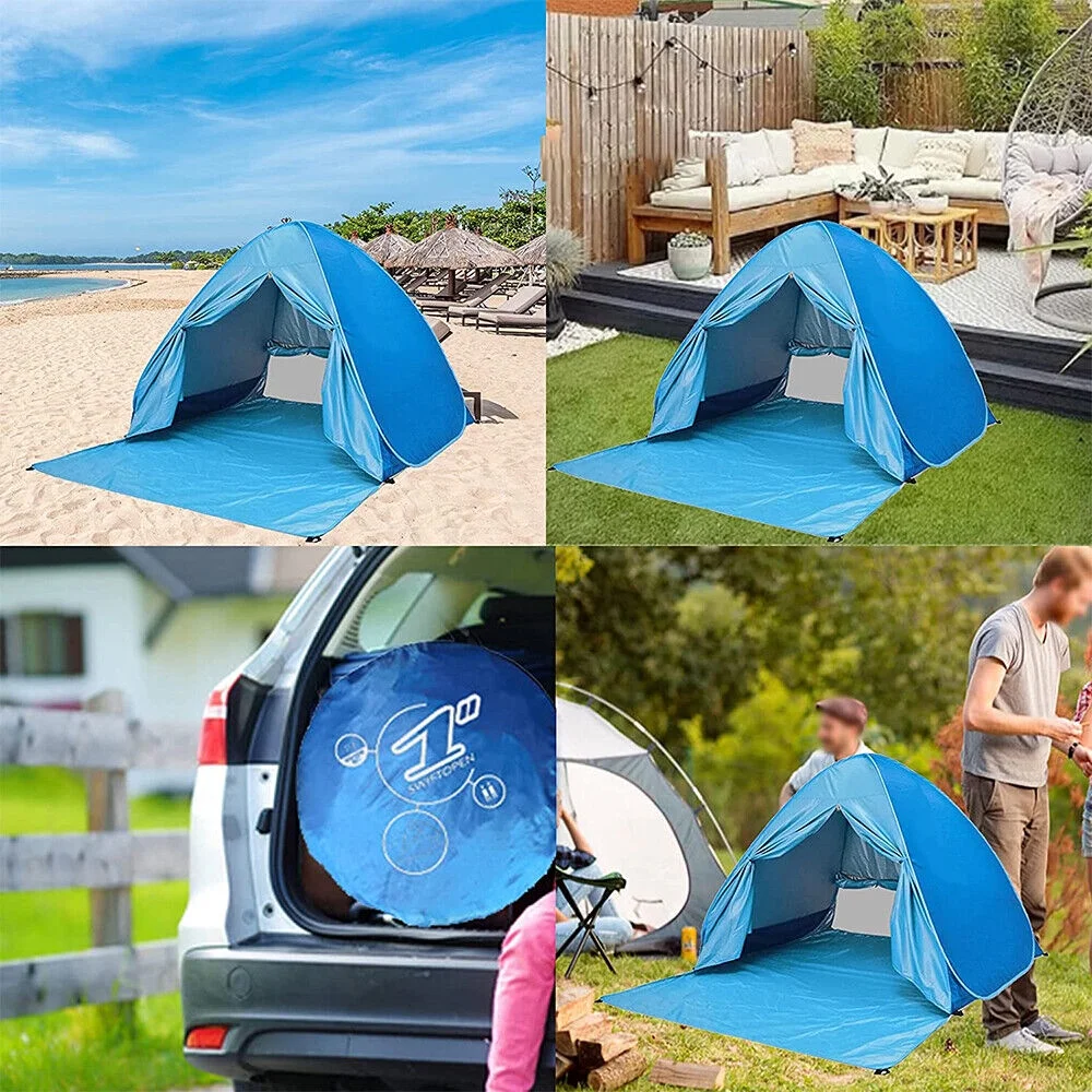 Automatic Pop-up Beach Tent Open in Seconds 3-4 Persons UPF50+ Beach Sun Shade