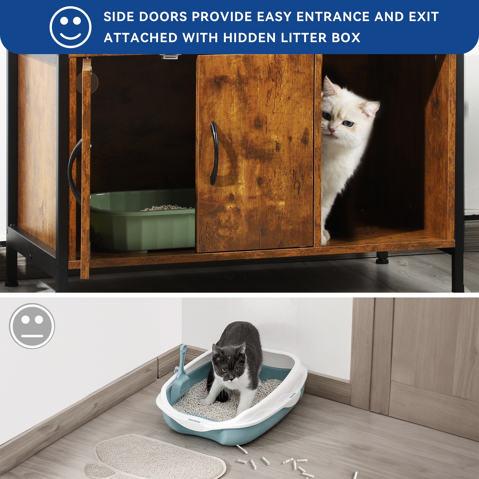 Warranty Company Moasis Furniture-style Cat Litter Box Enclosure with Cabinet, Shelves