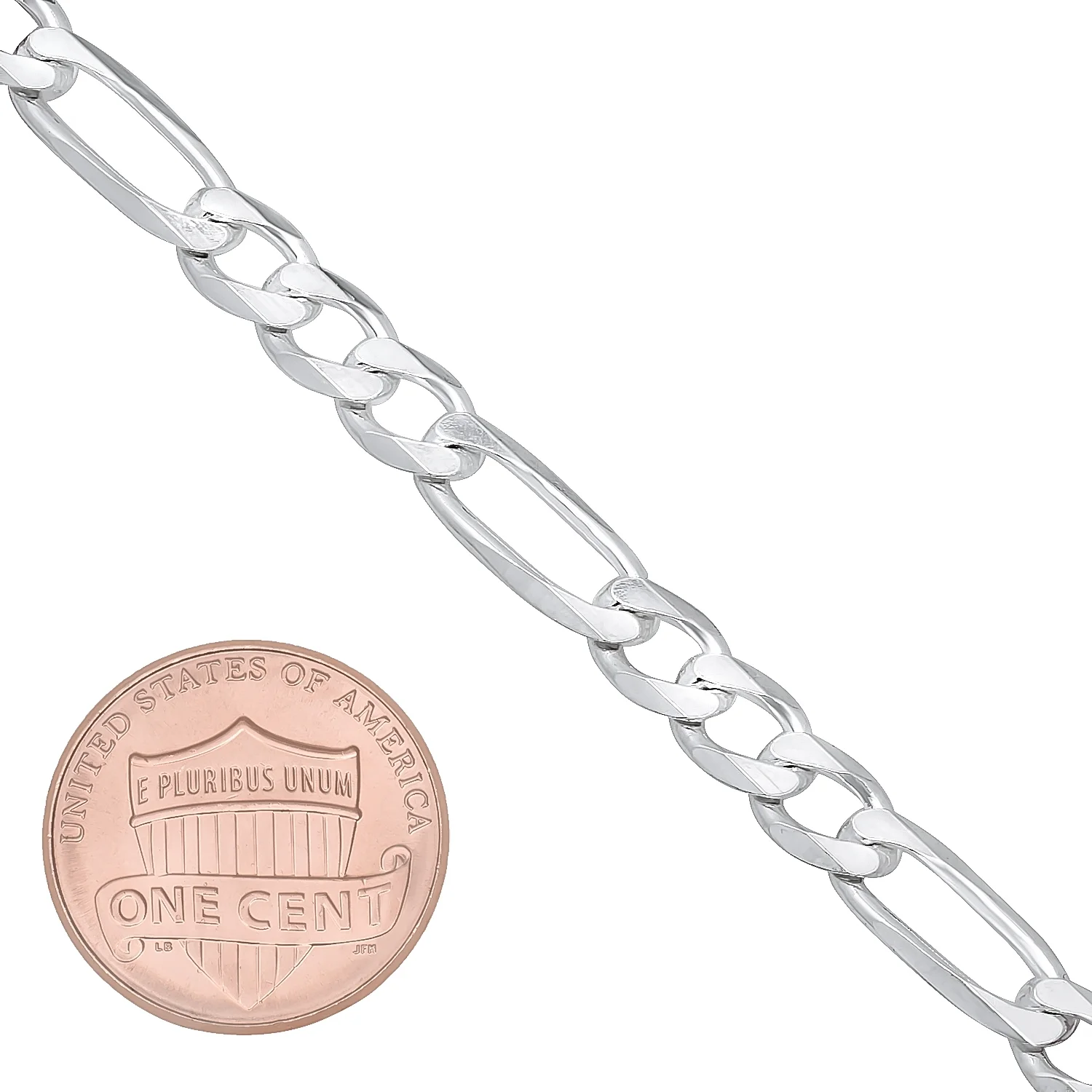 5.5mm Solid .925 Sterling Silver Flat Figaro Choker Chain Necklace, 20 inches + Gift Box