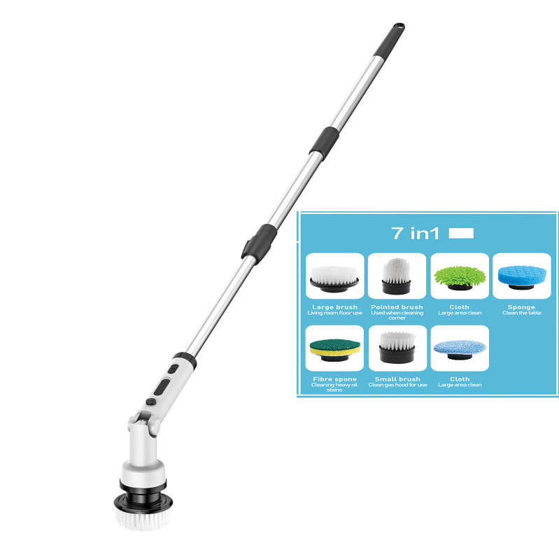 APHDTMF Electric Spin Scrubber, 360 New Upgraded Cordless Shower Scrubber with 6/7/8/9Replaceable Brush Heads and Adjustable Extension Handle, Power Cleaning Brush for Bathroom, Tub, Tile，Kitchen