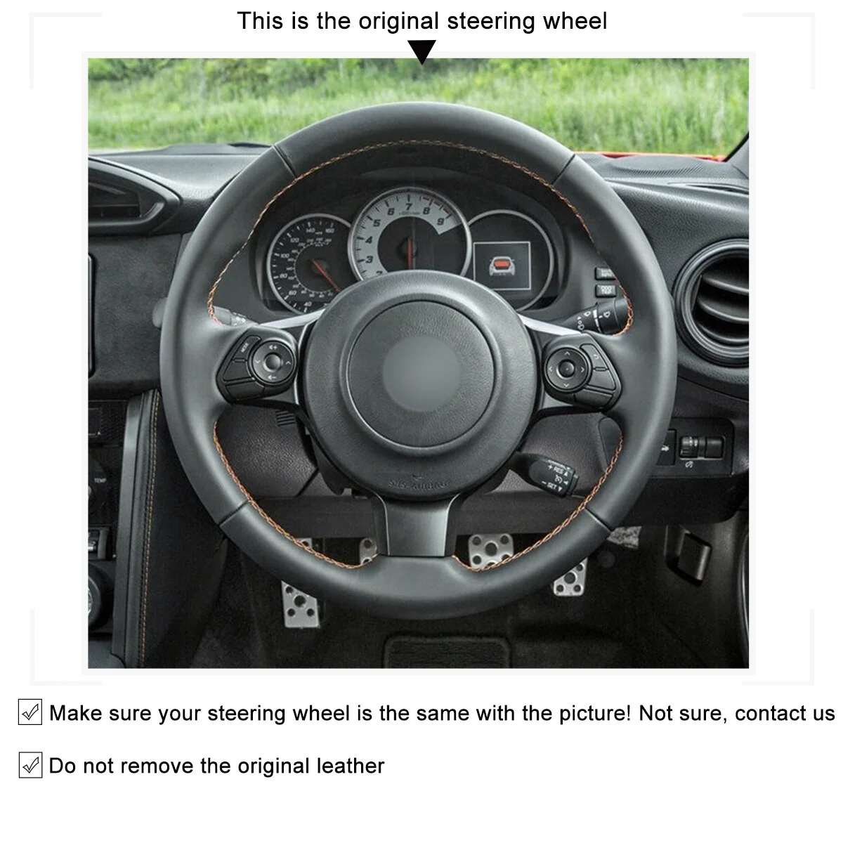 MEWANT DIY Hand-Stitch Black Suede Steering Wheel Cover Wrap for Toyota 86 (GT86) 2016-2020 / for Subaru BRZ 2016-2020 Accessories Automotive Interior