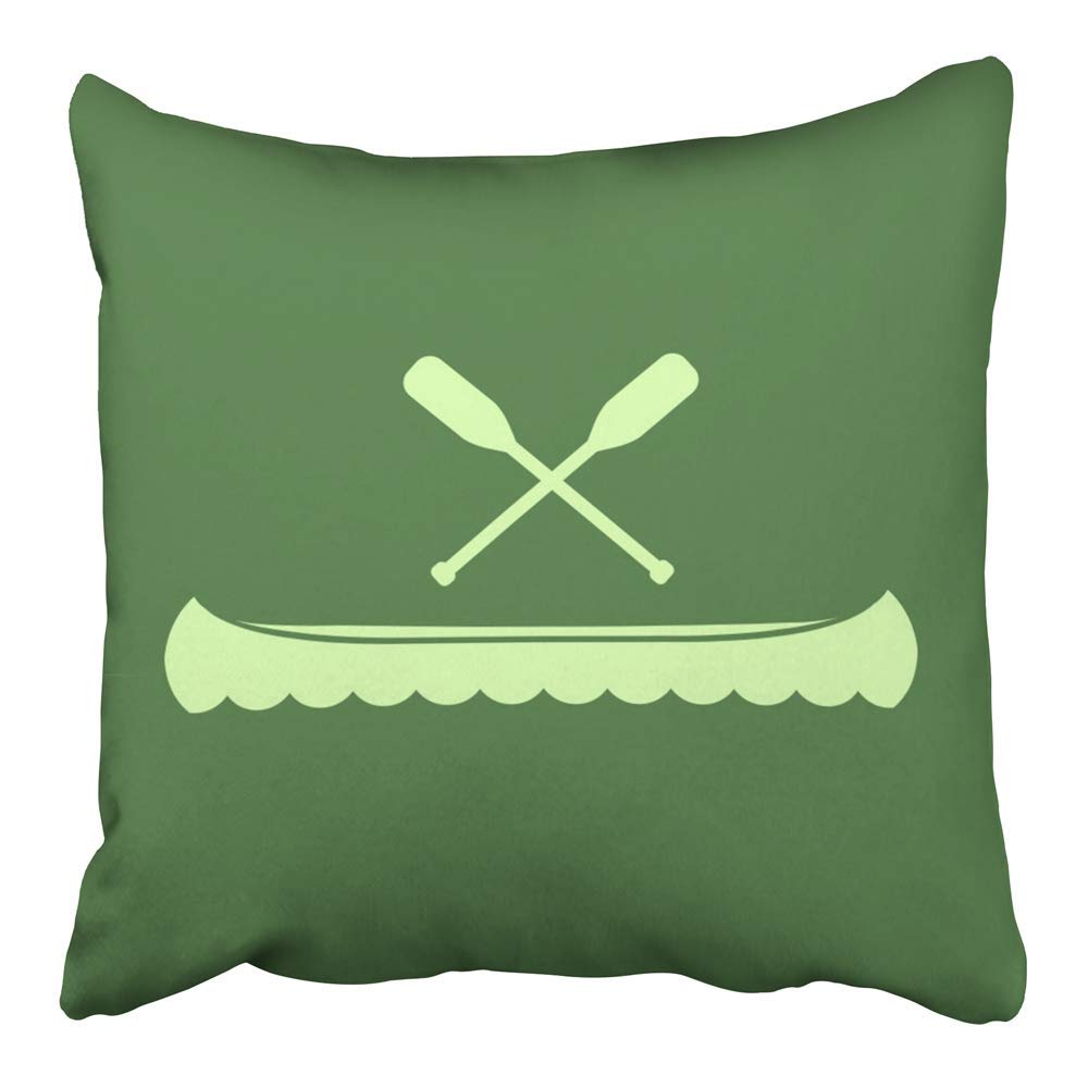 ARHOME Paddle Canoe and Crossed Oars Graphic Flat River Rowing Activity Adventure Boat Pillowcase Cushion Cover 18x18 inch