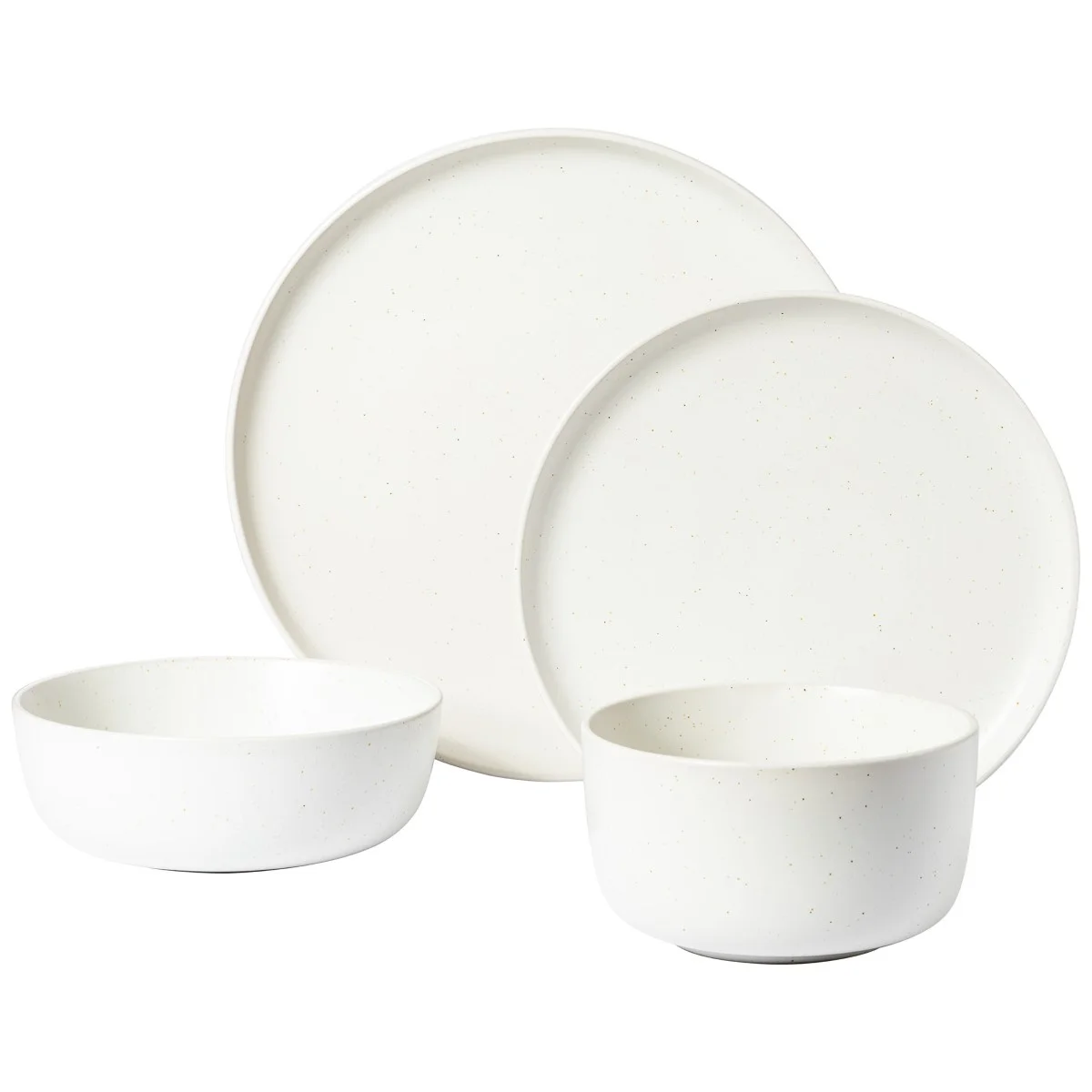 Gibson Elite James Street 16 Piece Stoneware Matte Reactive Double Bowl Dinnerware Set - Sea Salt White
