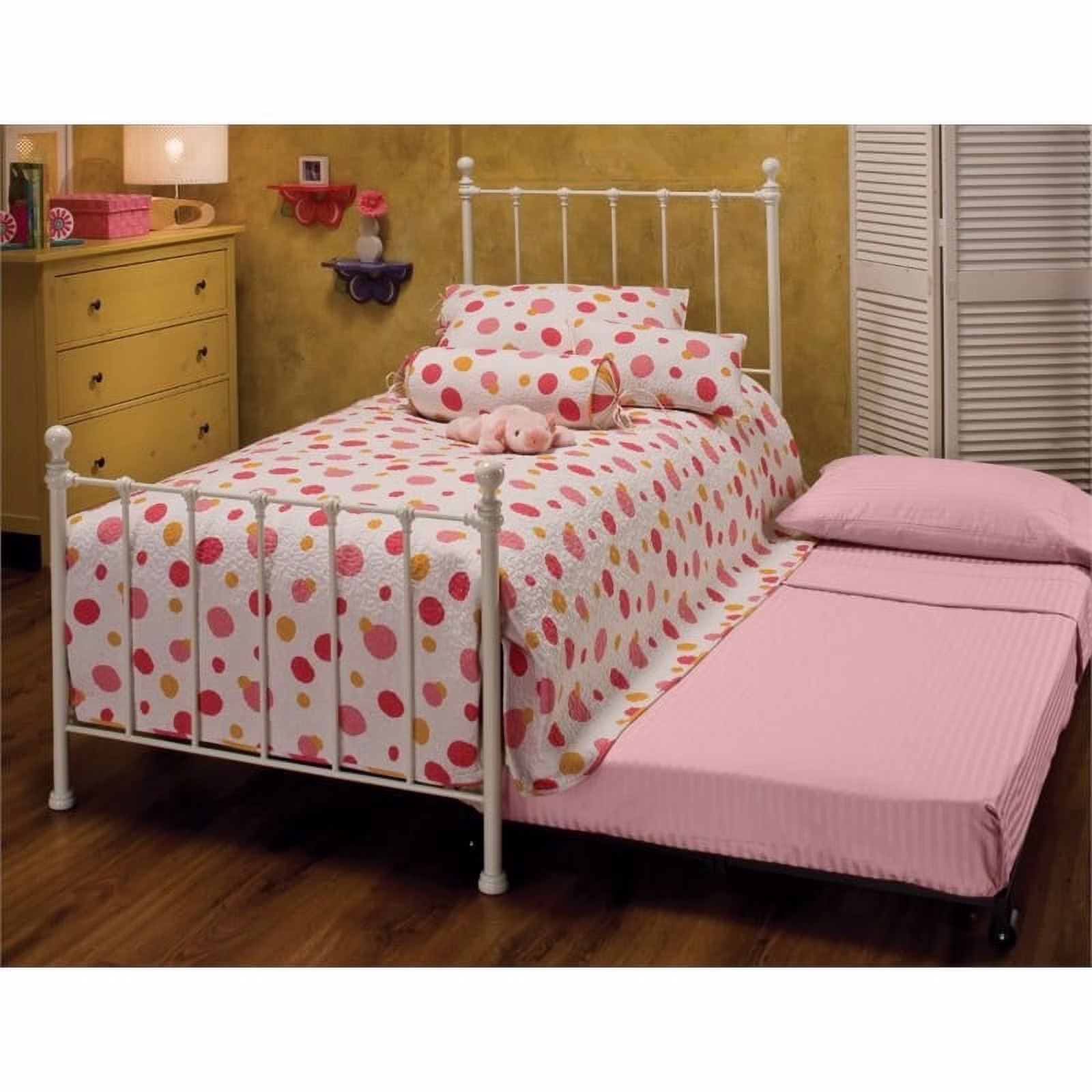 Rosebery Kids Twin Poster Bed with Trundle in White
