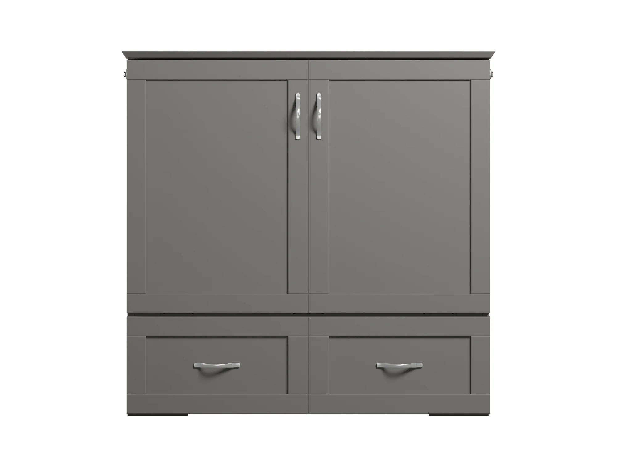 AFI Hamilton Twin XL Solid Wood Murphy Bed Chest with Mattress, Drawer and Charger, Grey