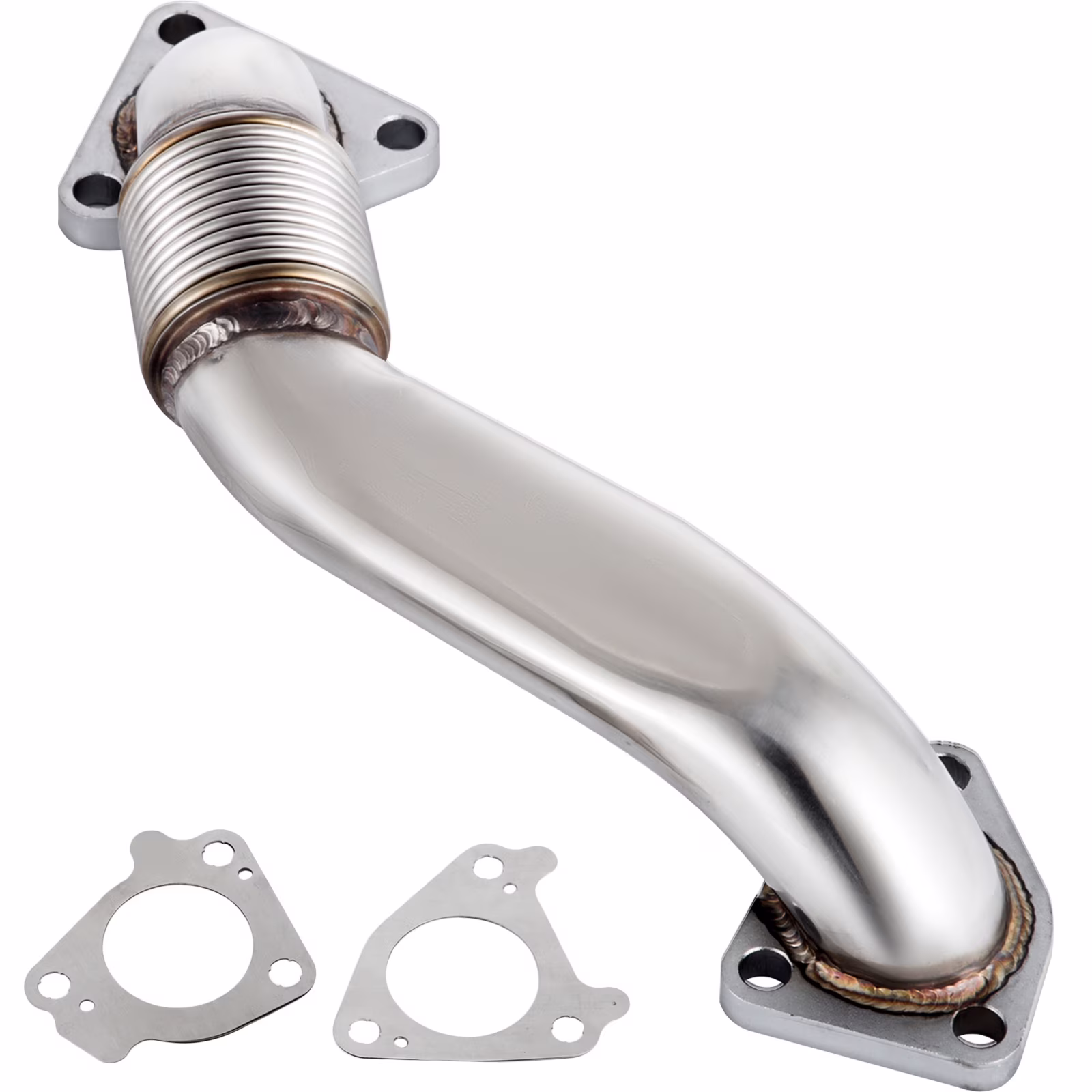 VEVOR Duramax Header Bolt on Passenger Side up-Pipe with Gaskets Fits for 2001-2016 GM 6.6L Diesel LB7 LLY LBZ LMM LML 6.6L Silver