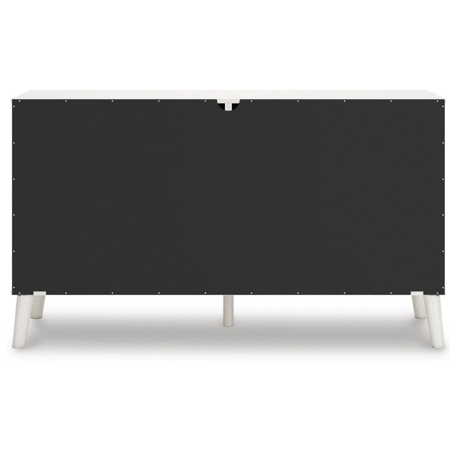 Benjara BM306605 59 in. Nina Brown Faux Leather Handles 6 Drawer Wide Dresser, White