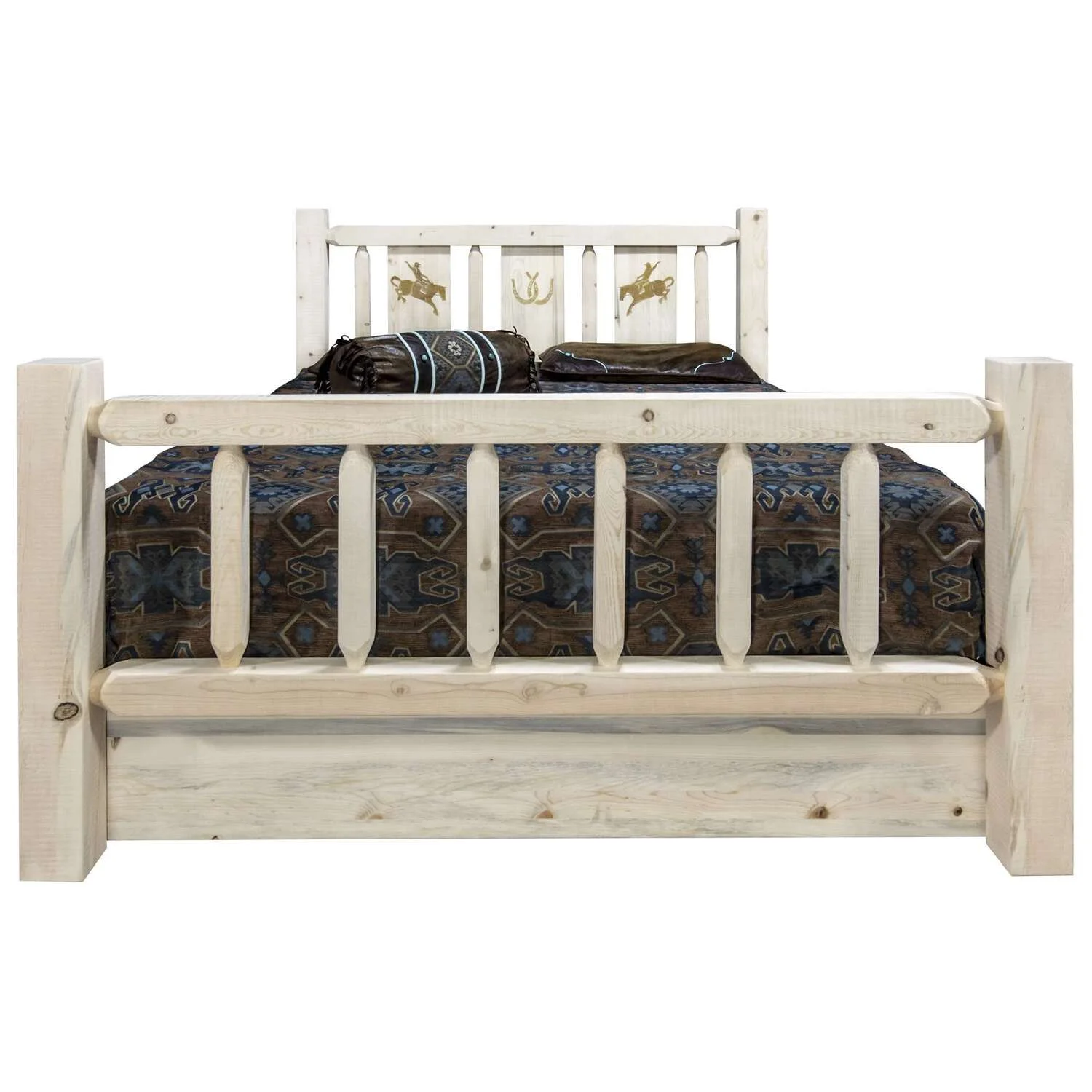 Montana Woodworks Homestead Handcrafted Pine Wood Queen Storage Bed in Natural