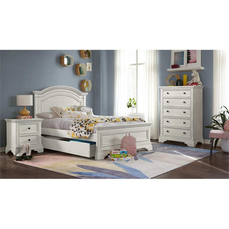 Westwood Design Olivia 5-Drawer Traditional Wood Chest in Brushed White
