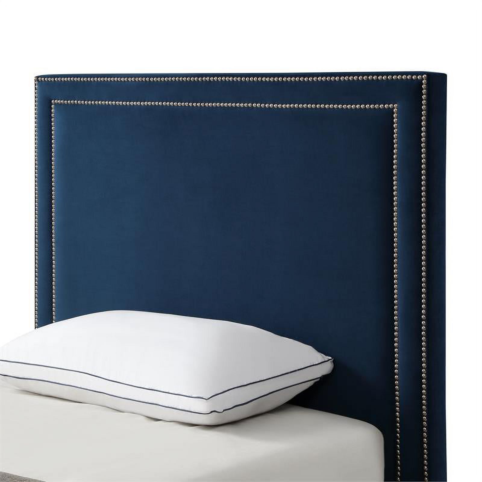 Tristan Beds Navy Velvet Twin Nailhead Trim