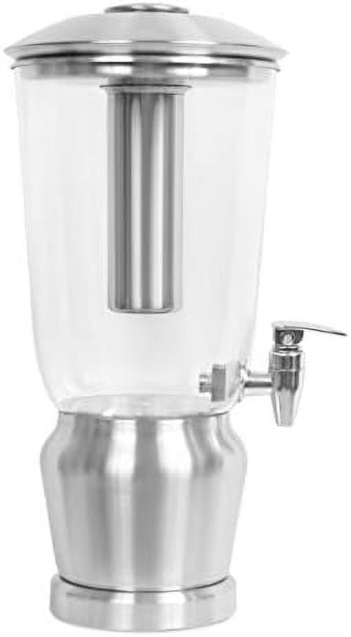 SPBOOMlife 5 Gallon Stainless Steel Beverage Dispenser with Ice Container  Spigot - Round - Lemonade Sangria Tea Water Drink Jar Jug - Home Parties - BPA Free Clear Acrylic