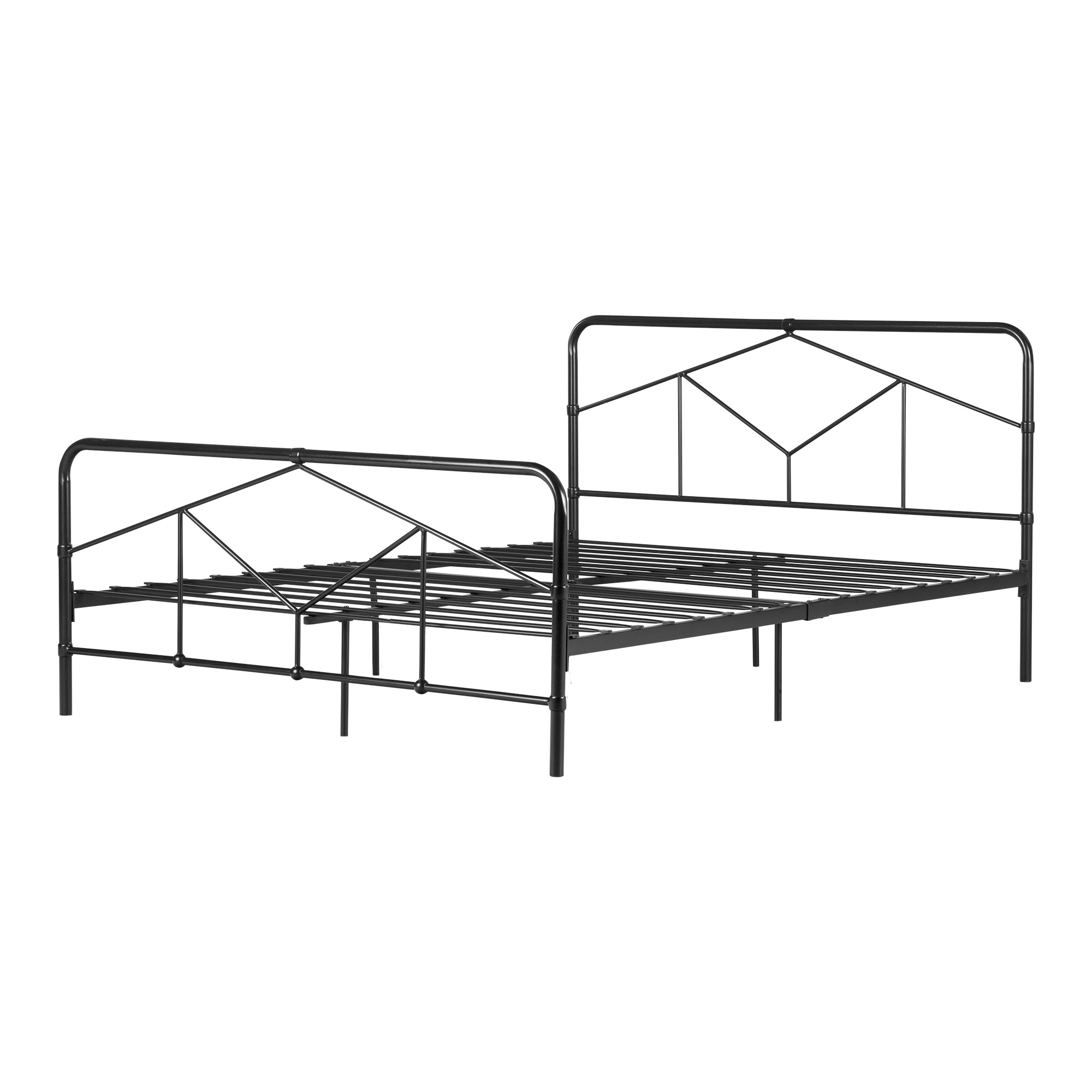 South Shore Londen Queen Geometric Metal Platform Bed Matte Black