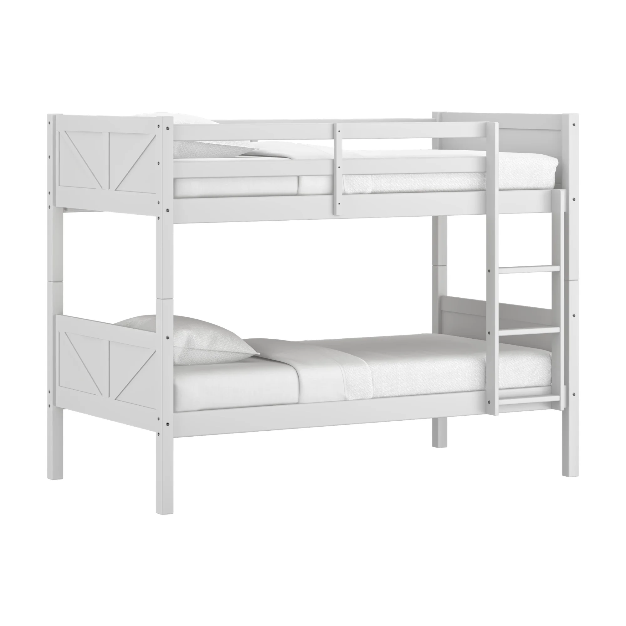 Rae Wood Twin over Twin Bunk Bed, White, by Hillsdale Living Essentials