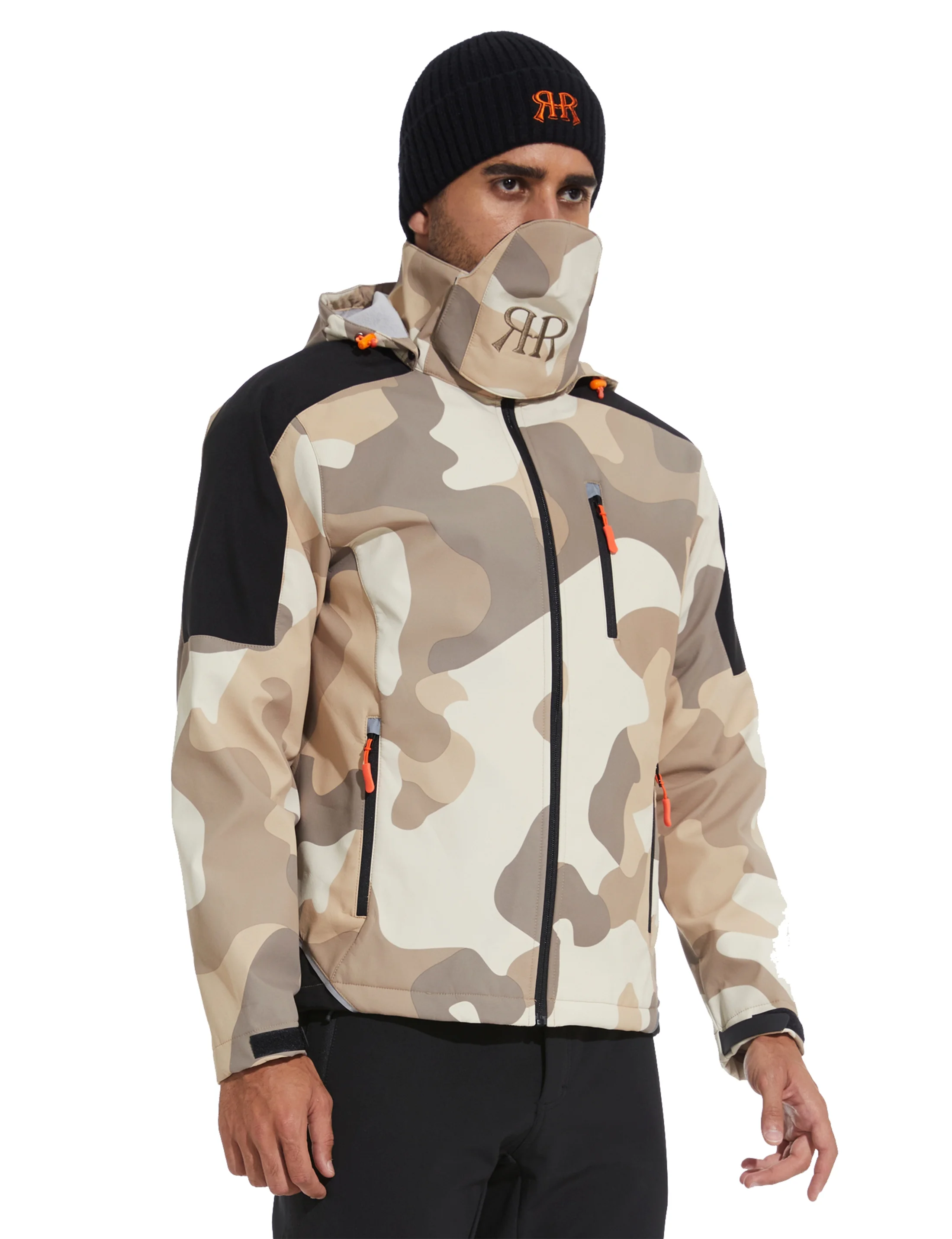 Men's Tactical Fleece Lined Mid Layer Jacket Thermal - Camo