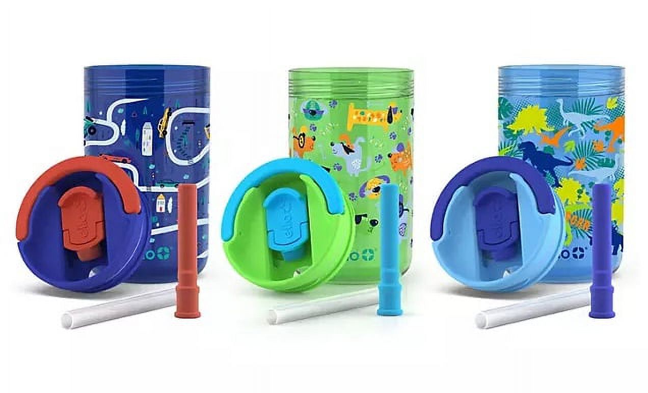 Ello Kids Bop 12 oz Tritan Tumbler, 3 Pack, Cars, Dogs & Dinosaurs
