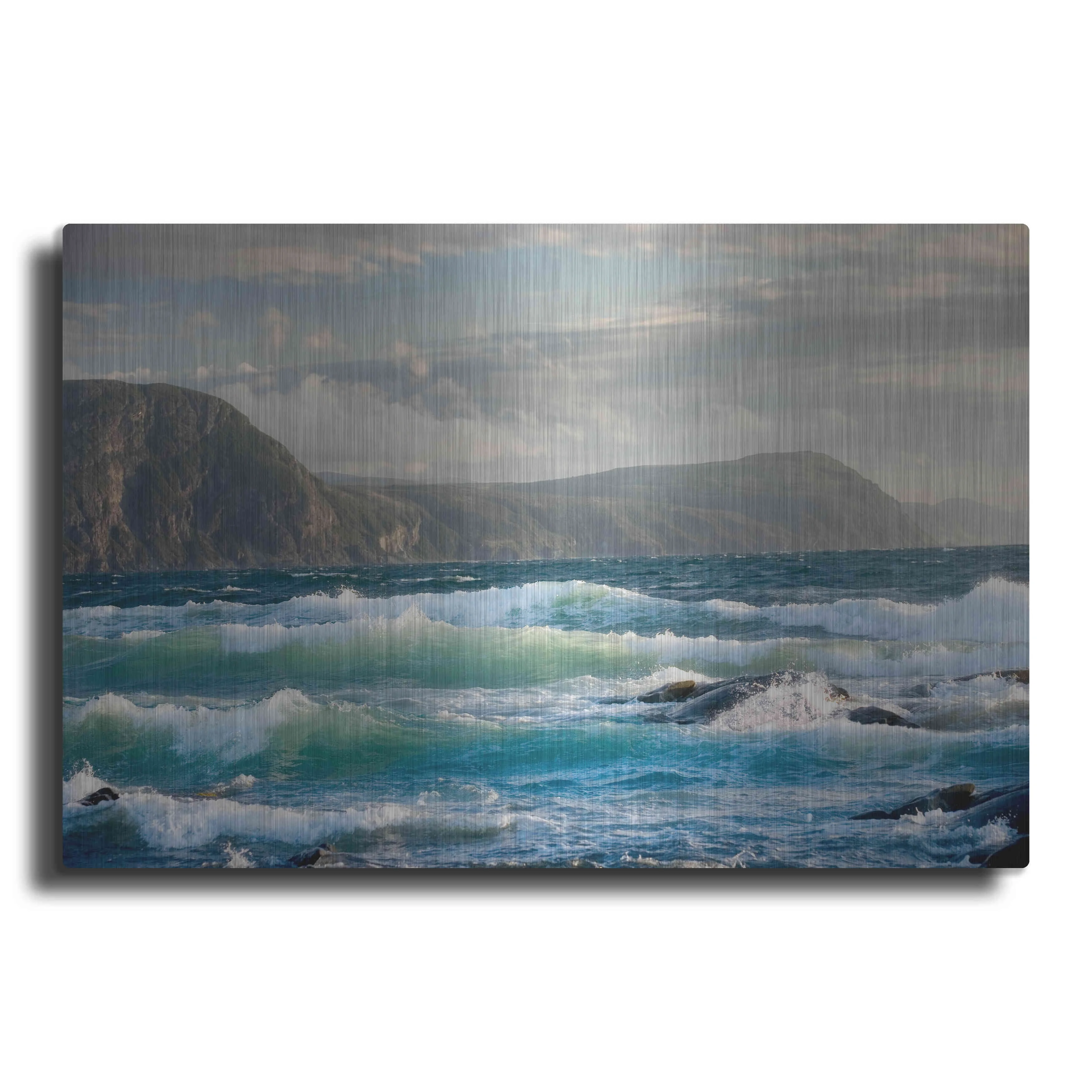 Luxe Metal Art 'Newfoundland Sunset Surf' by Mike Jones, Metal Wall Art, 36