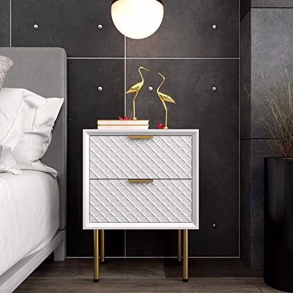 KHBIULIFE Modern Dresser Chest  Contemporary 3-Drawer Nightstand  Retro-Inspired Raised  Motif  White  1-Pack  3-drawer Dresser (F02011-00)
