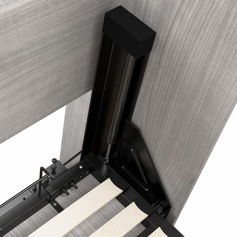 Bestar Pur Queen Murphy Bed and 2 Shelving Units with Drawers (115W) in Platinum Gray