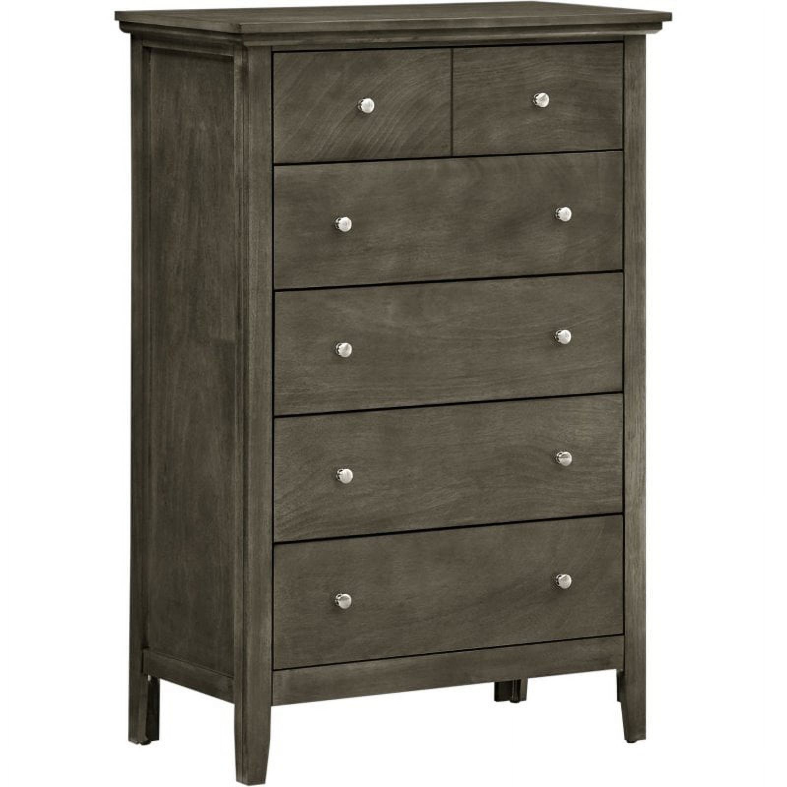 Home Square 3-Piece Set with Queen Bed 5-Drawer Chest and Nightstand in Gray
