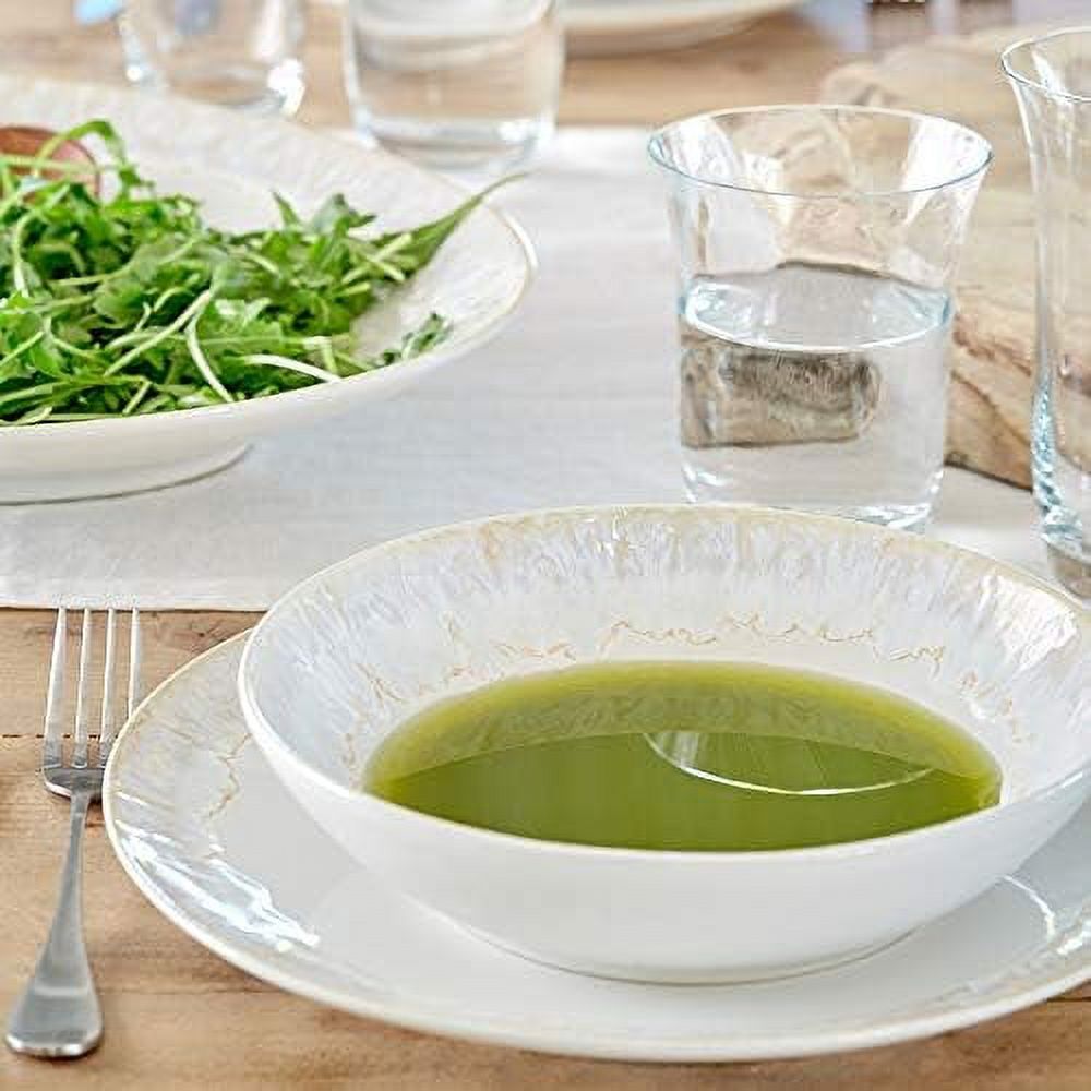 Ceramic Stoneware 11'' Dinner Plate - Taormina Collection, White | Microwave & Dishwasher Safe Dinnerware | Food Safe Glazing | Restaurant Quality Tableware