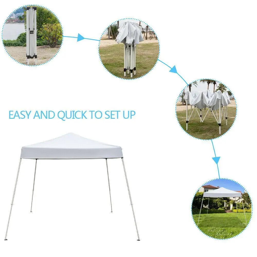 White Easy Pop-Up Patio BBQ Party Tent Sun Shade Shelter Folding Gazebo 8'x8'