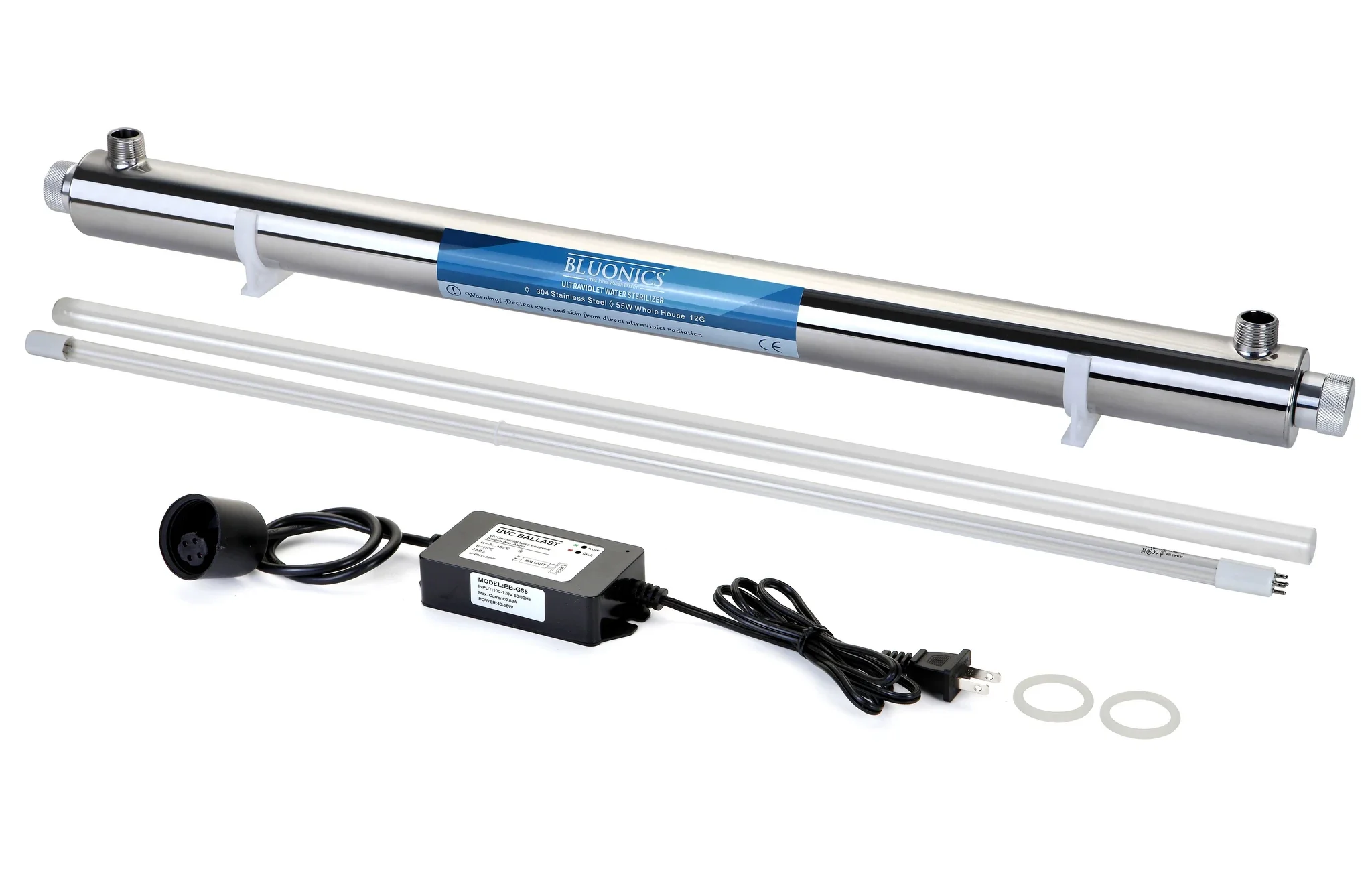 Bluonics 55W UV Ultraviolet + Sediment & Carbon Well Water Purifier Big Blue 4.5