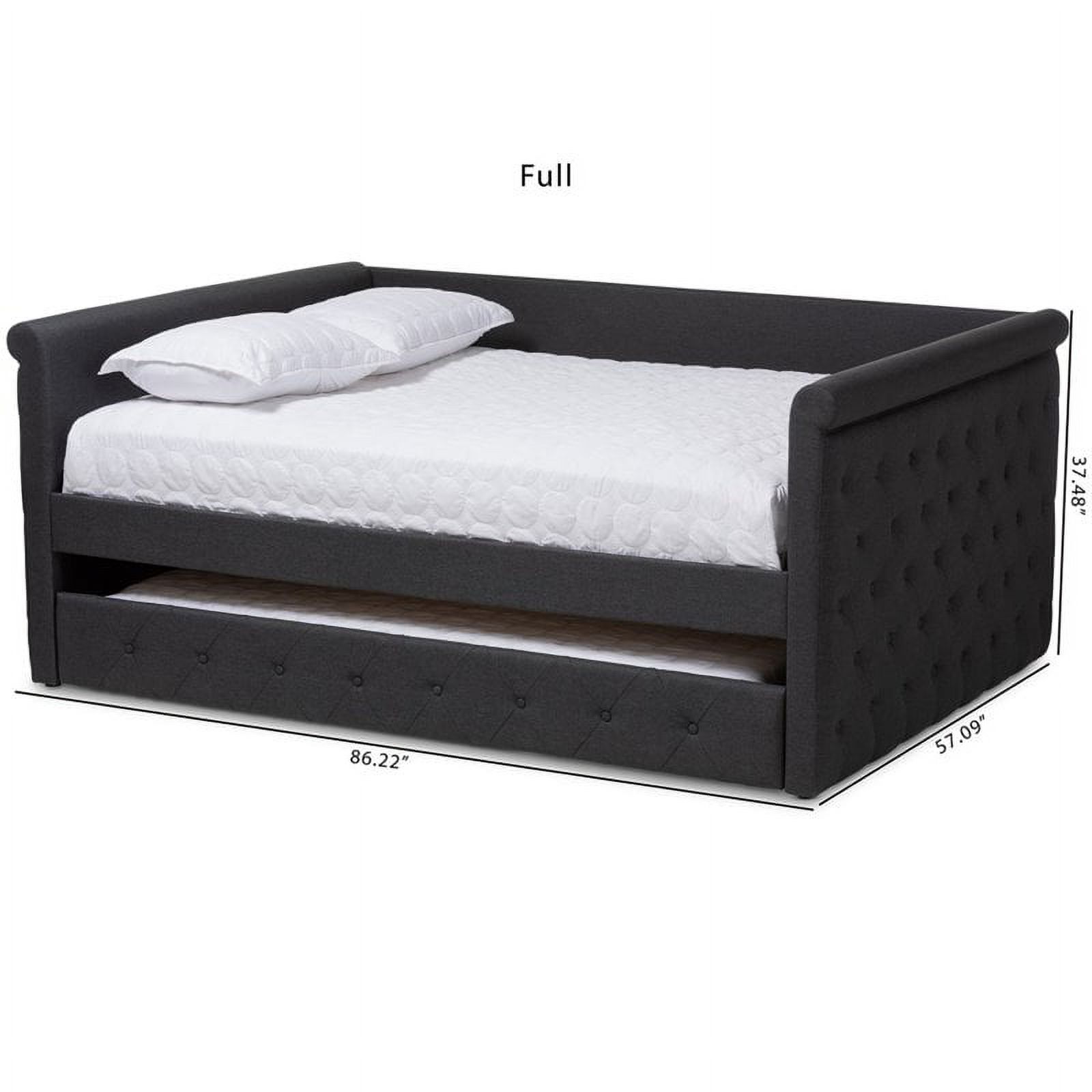 Bowery Hill Fabric Tufted Full Daybed with Trundle in Dark Gray