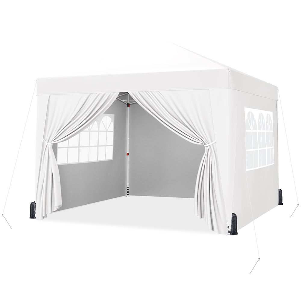 Topeakmart 8x8 FT Pop-up Canopy with 4 Sidewalls, White