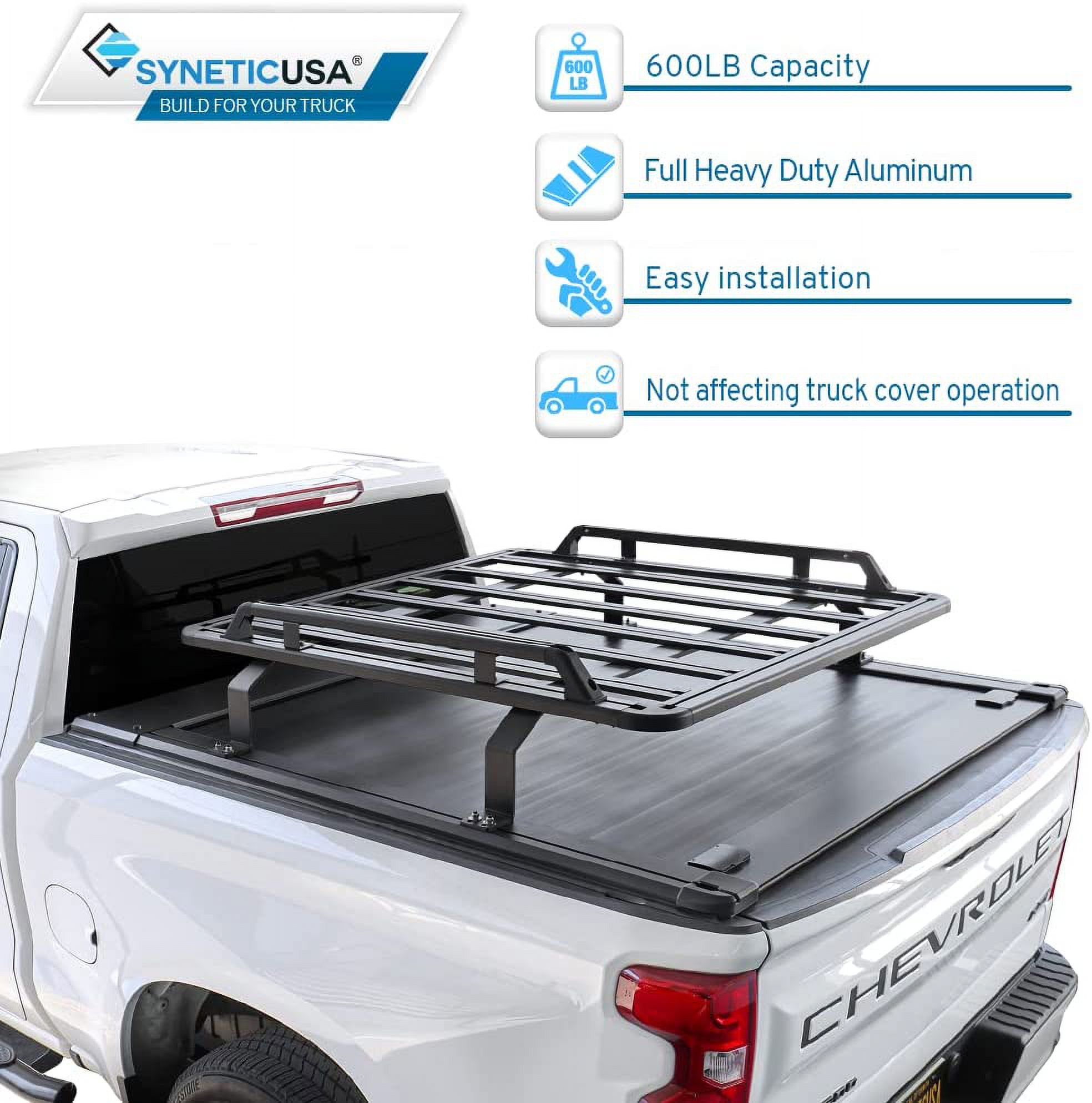 Syneticusa Retractable Hard Tonneau Cover Fits 2014-2022 Chevy Silverado/GMC Sierra 1500 5'8