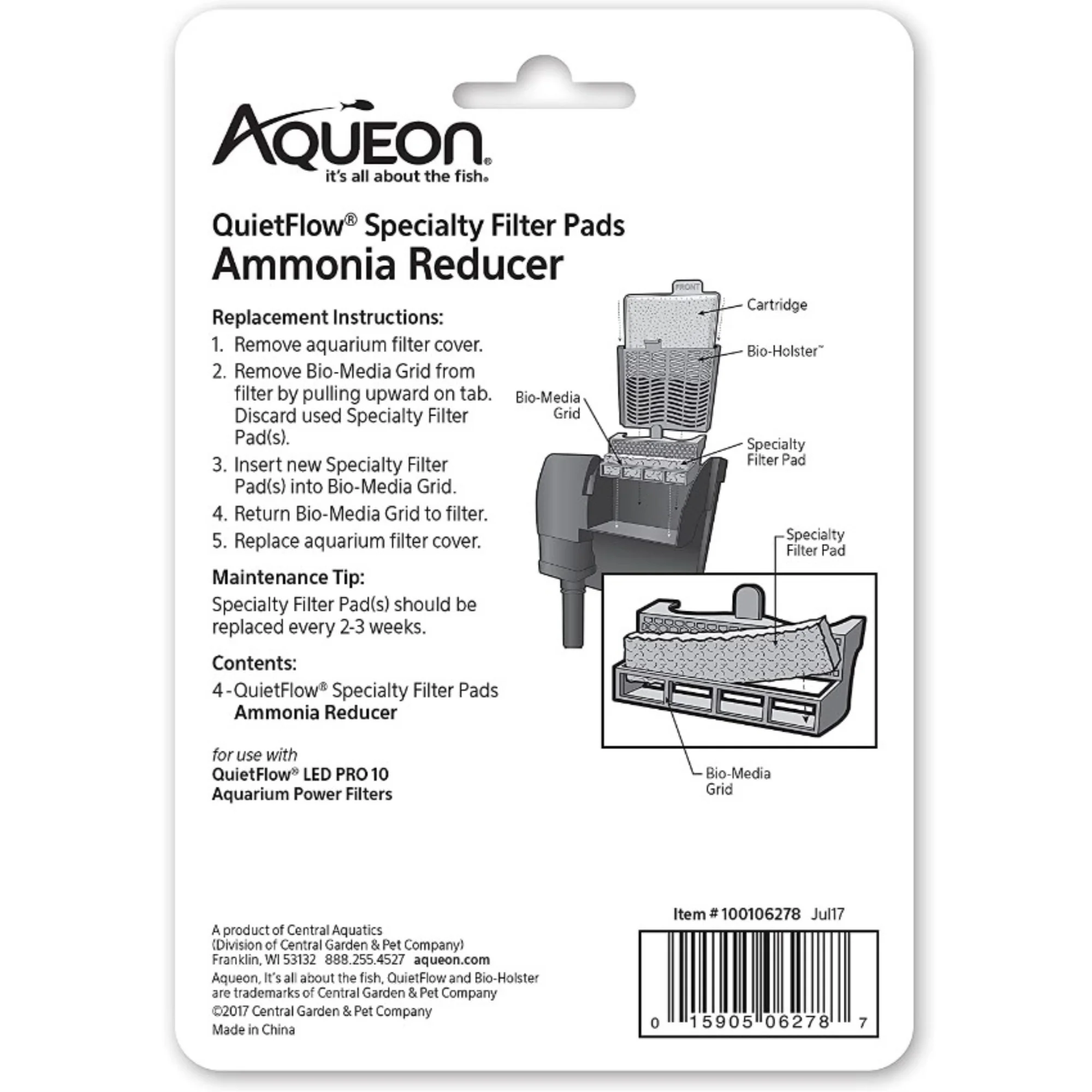 Aqueon Ammonia Reducer for QuietFlow LED Pro Power Filter 10