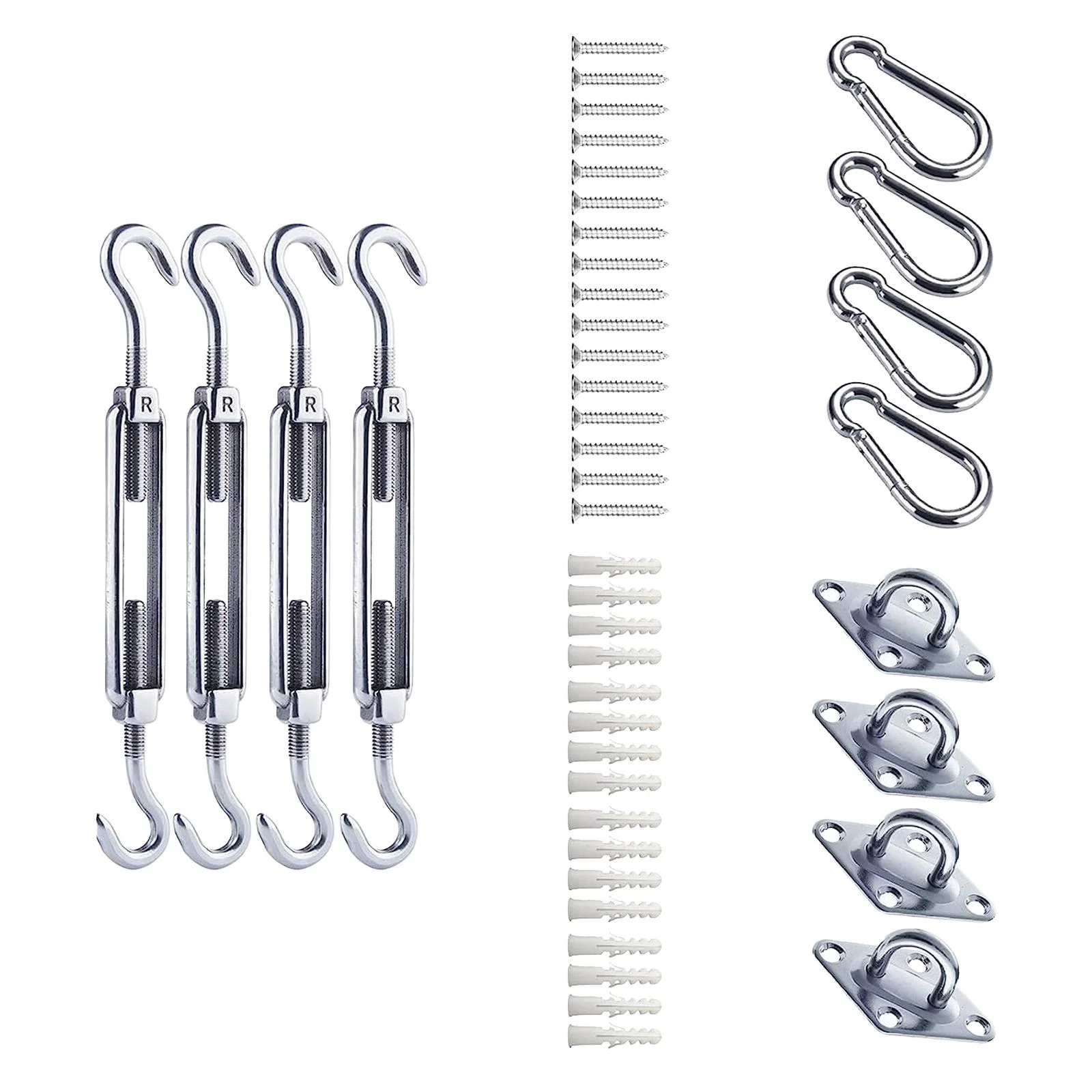Awning Attachment Set Shade Sail Hardware Kits Installation Fittings Tool Anti Rust Adjustable Turnbuckle Canopy Installation Kits for Patio