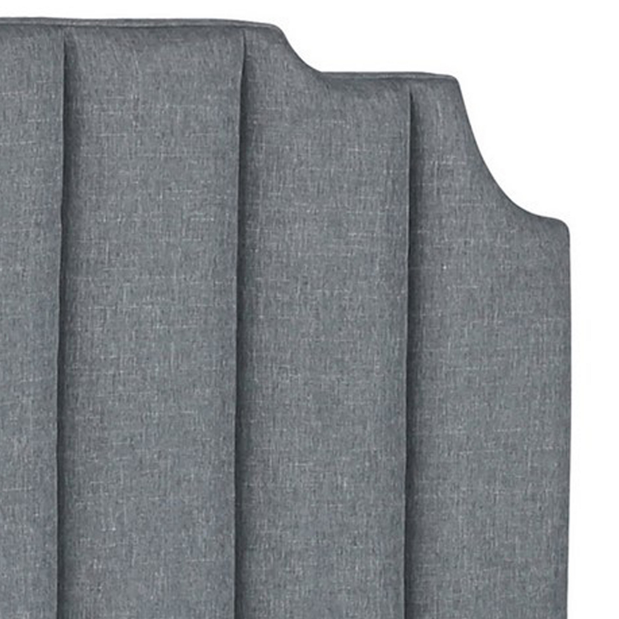 Ion Notched Full Panel Bed Vertical Channel Tufted Light Gray Upholstery- Saltoro Sherpi