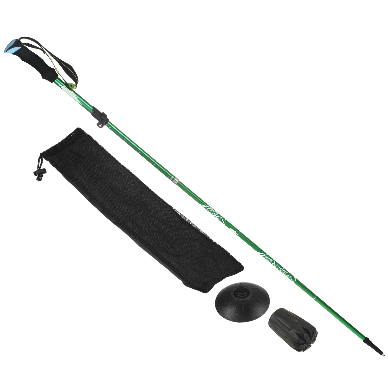 Uxcell Trekking Poles, Collapsible Hiking Pole 51 Inch Aluminum Alloy, Green