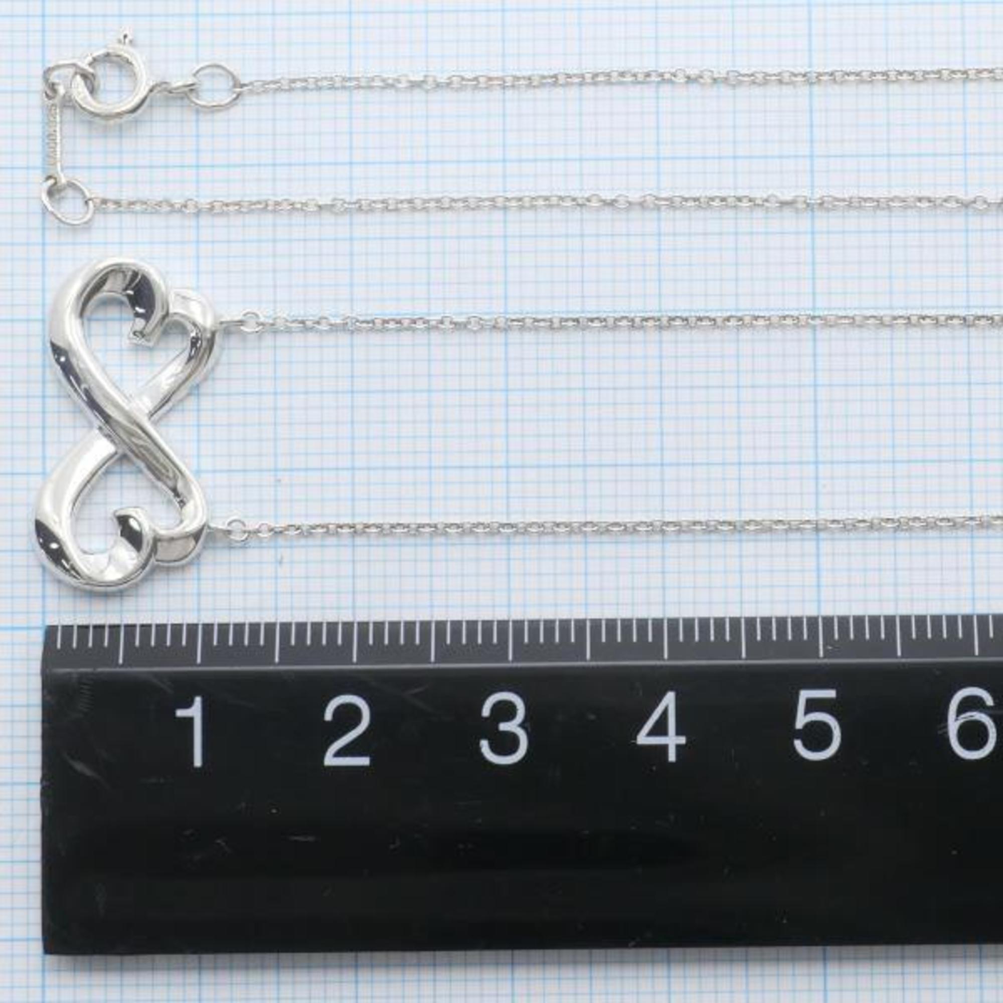 Authenticated Used Tiffany double loving heart silver necklace total weight about 4.3g 45cm jewelry