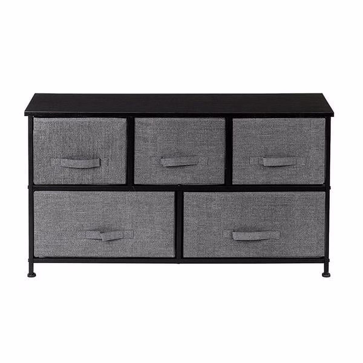 Bornmio 2-Tier Wide Closet Dresser, Nursery Dresser Tower with 5 Easy Pull Fabric Drawers and Metal Frame, Multi-Purpose Organizer Unit for Closets, Dorm Room, Living Room, Hallway, Grey