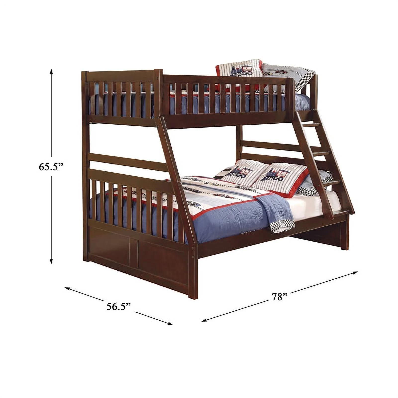 Lexicon Rowe Transitional Wood Twin over Full Bunk Bed in Dark Cherry