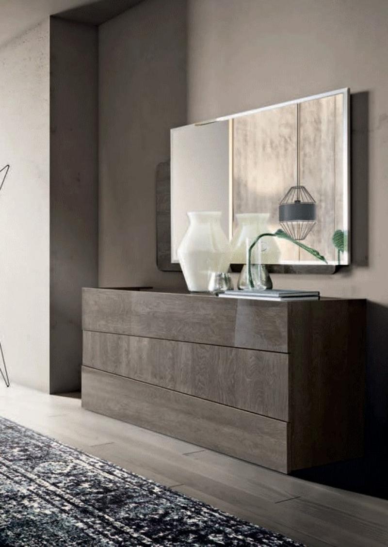 Modern High Gloss Grey King Bedroom Set 5 Pcs Made in Italy ESF Tekno