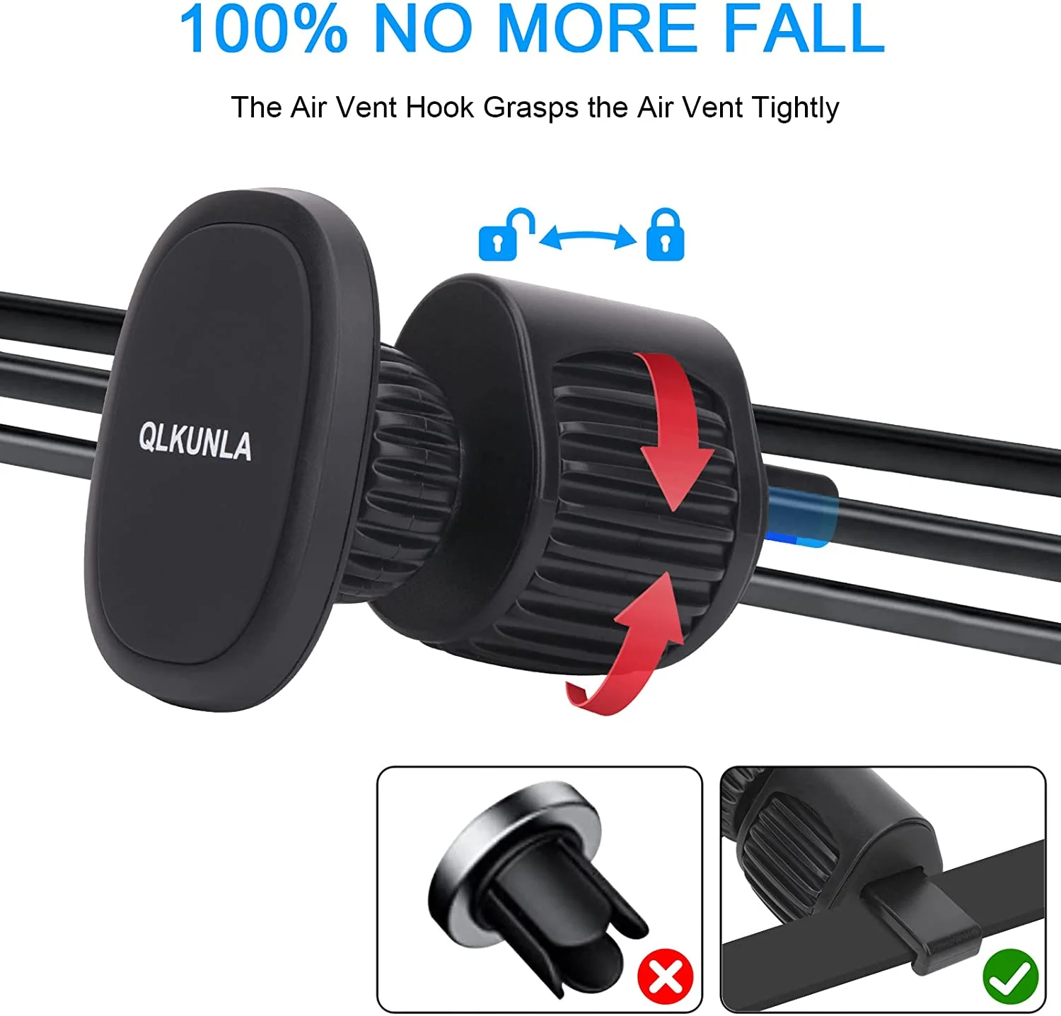 Car Phone Holder Mount, 2 Pack Magnetic Phone Holder for Car Air Vent Clip Auto Lock Hands Free Cell Phone