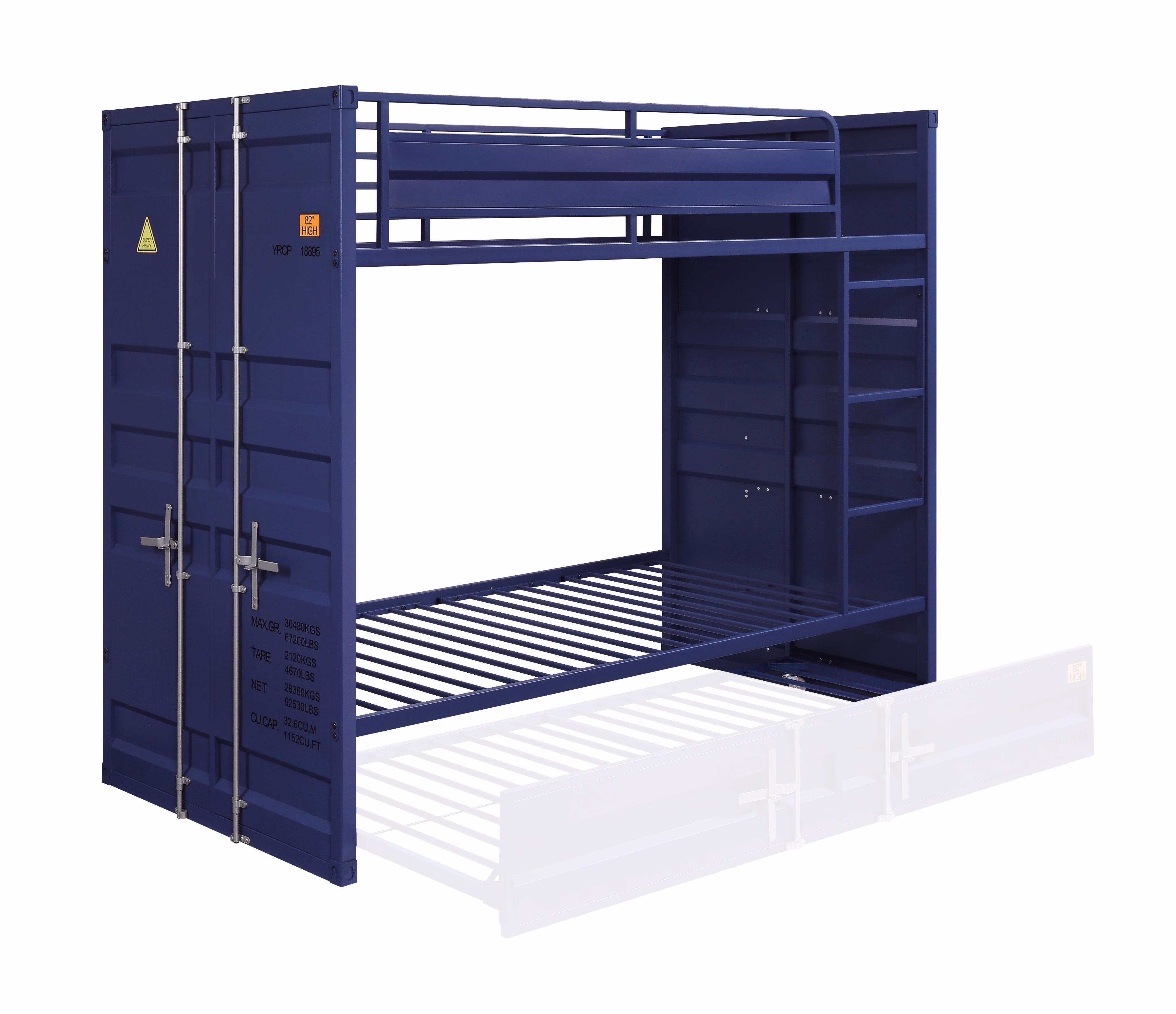 Contemporary Blue Twin Bunk Bed + Trundle by Acme Cargo 37900-2pcs