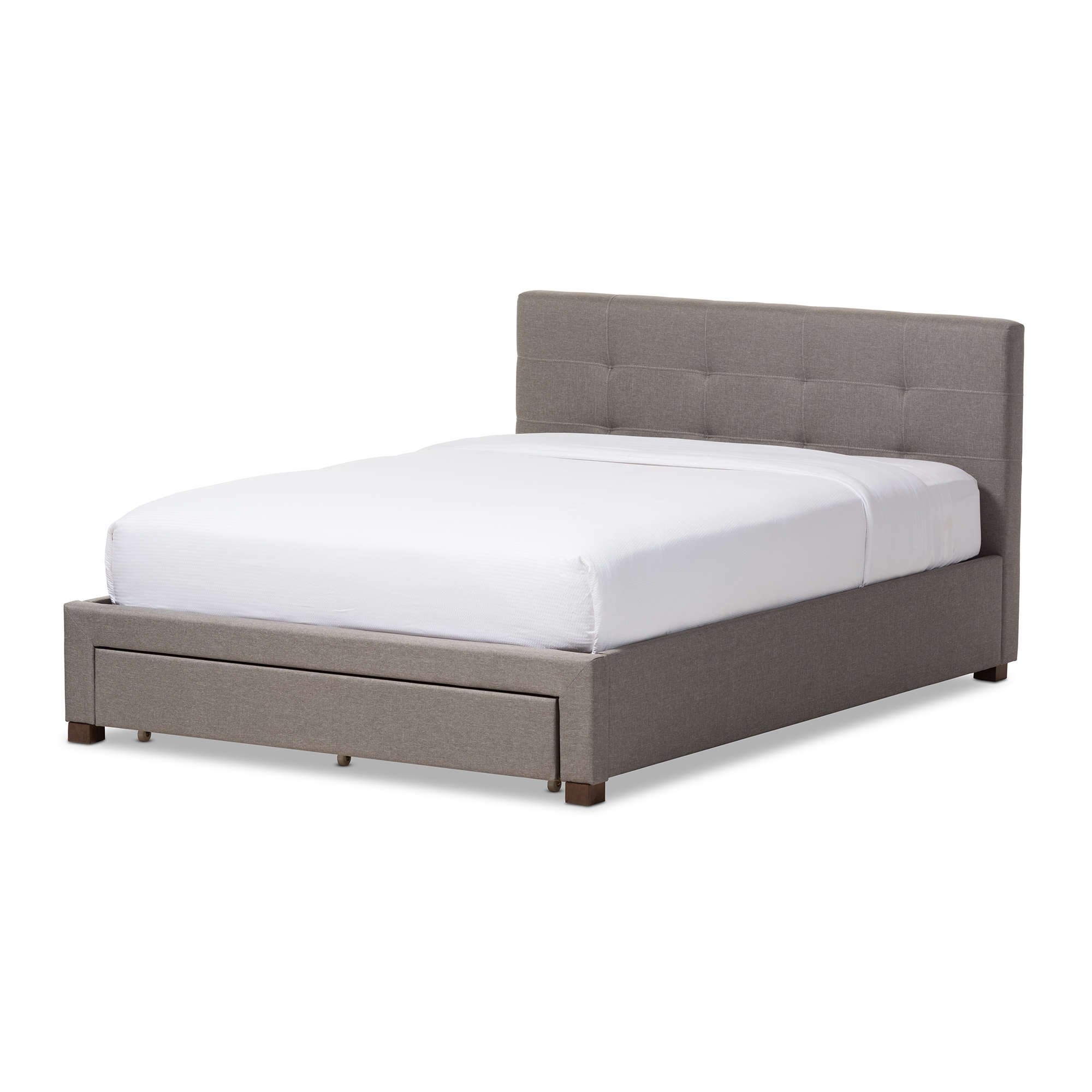 Baxton Studio Contemporary Tufted Upholstered Storage Platform Bed by  Grey Queen